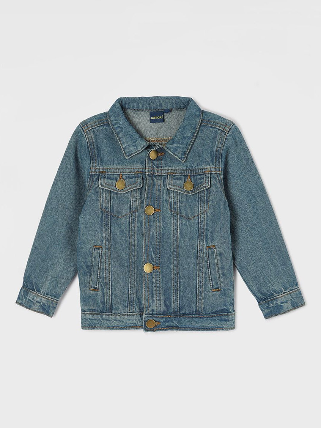 

Juniors by Lifestyle Boys Spread Collar Solid Cotton Casual Denim Jacket, Blue