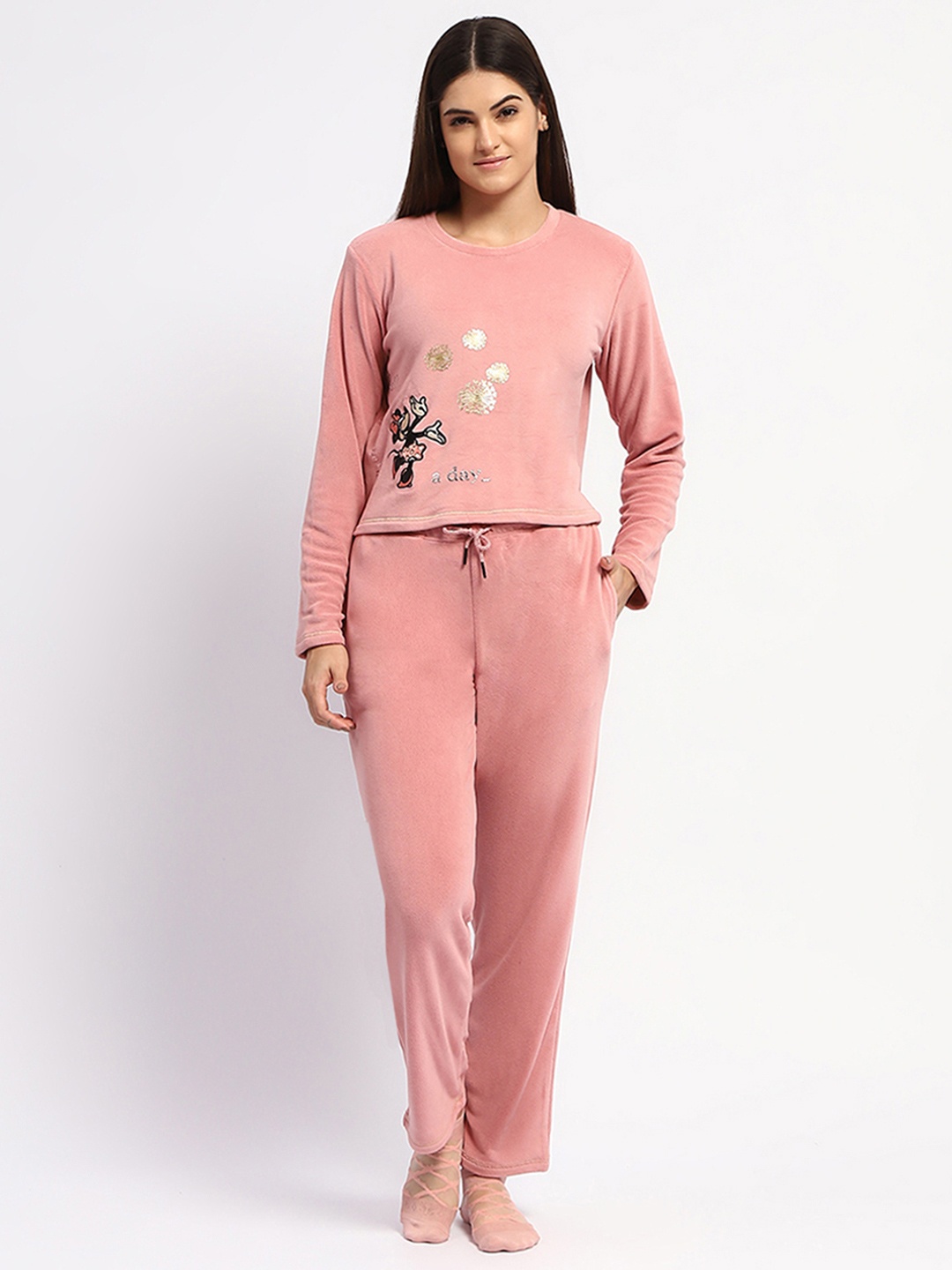 

MADAME M SECRET Women Cartoon Characters Printed Night suit, Peach