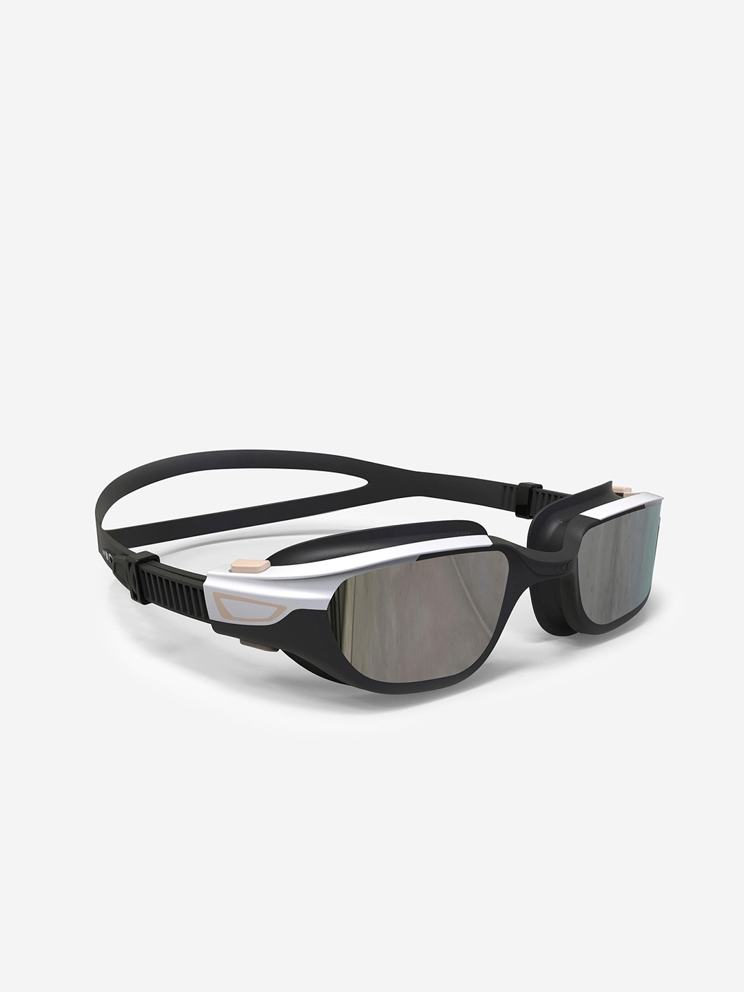 

Nabaiji By Decathlon Men And Women Black Beige Anti-Fog Mirror Lense Swimming Goggles, White
