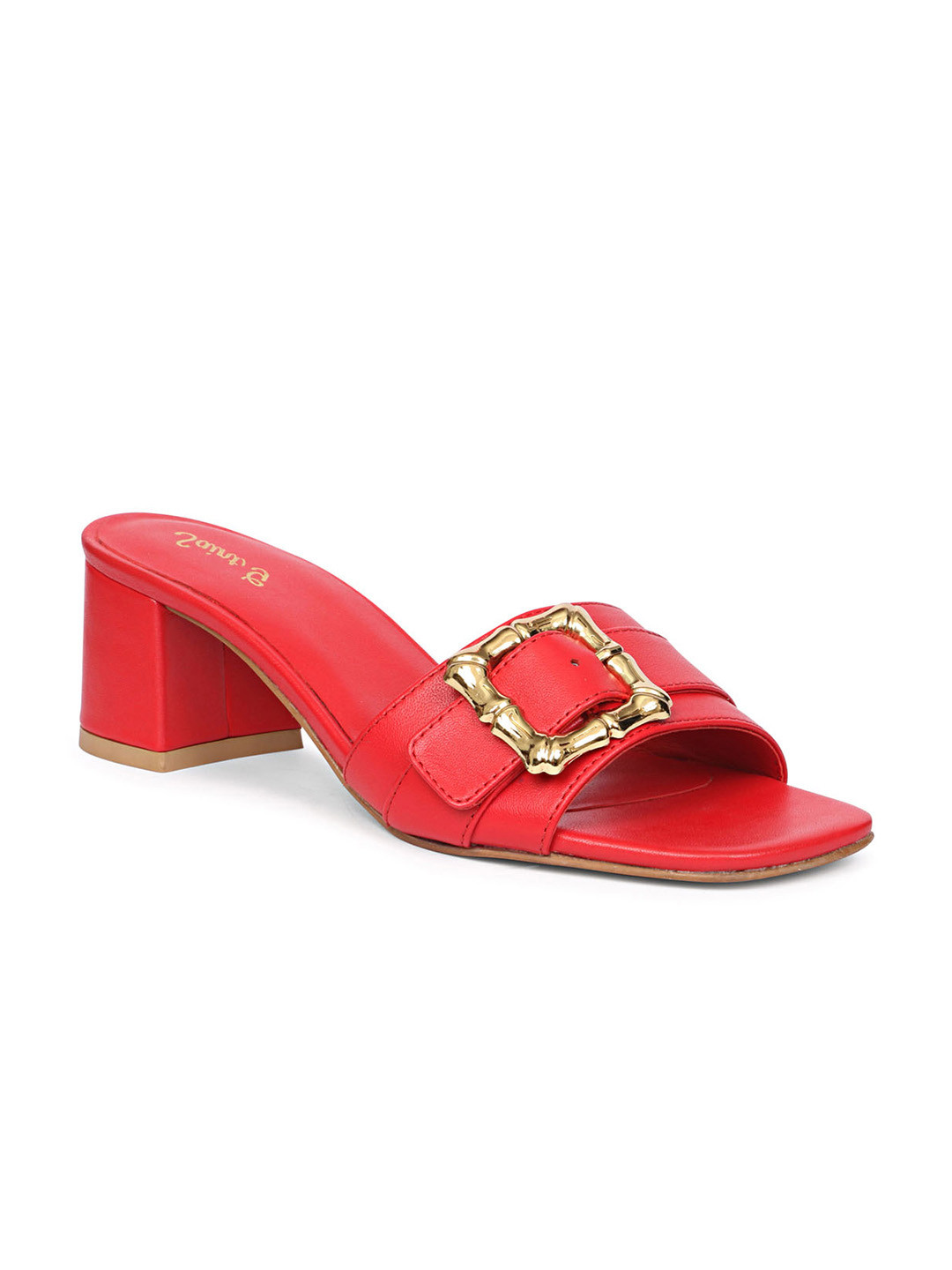 

Saint G Leather Block Heel Sandals, Red