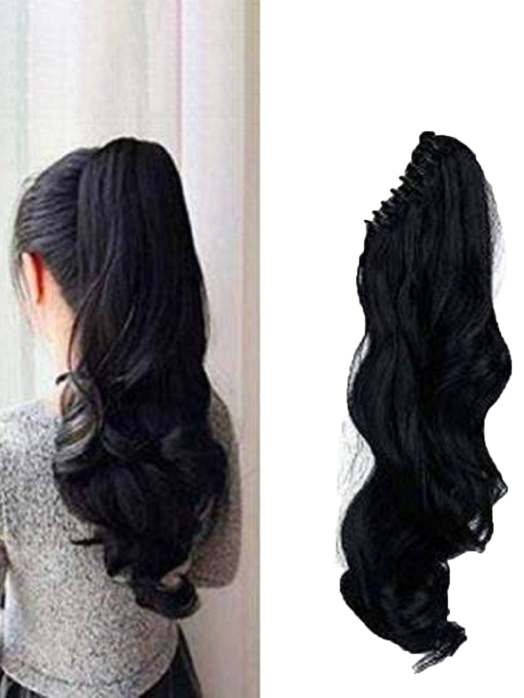 

HAVEREAM Clip In Ponytail Wavy Hair Extension - Black - 24 Inch