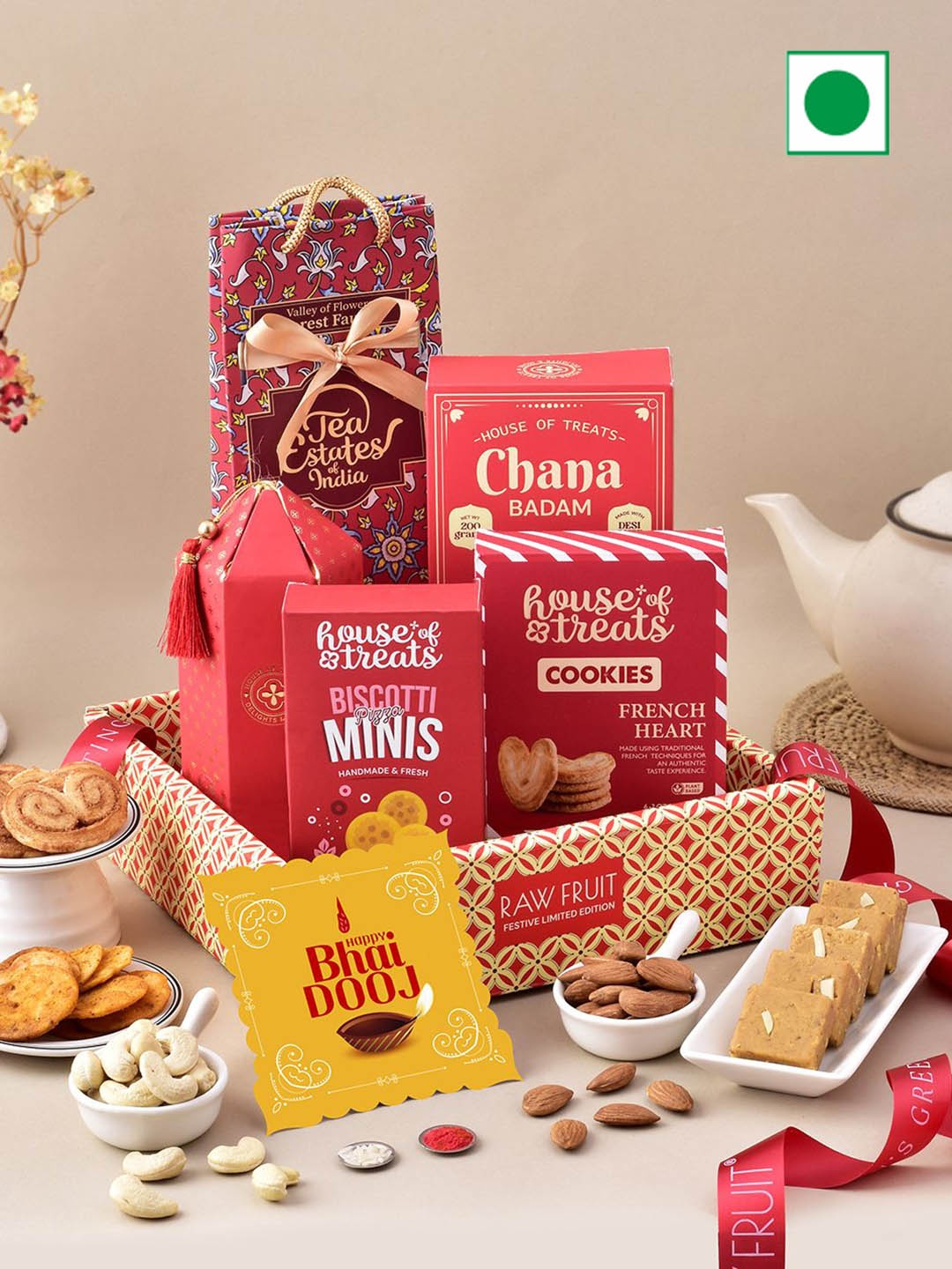

RawFruit Set Of 10 Bhai Dooj Gift Hamper, Cream