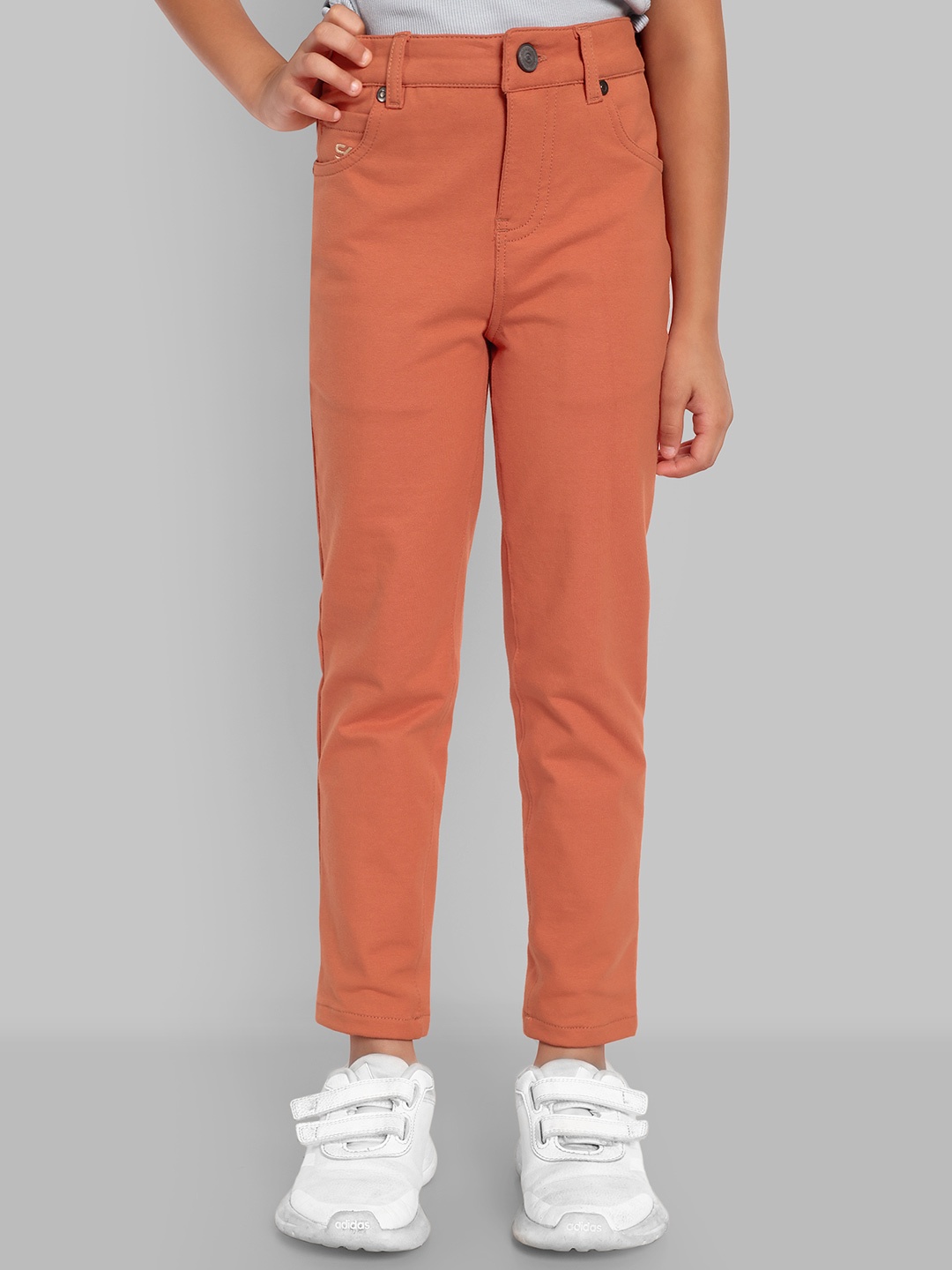 

ONE SKY Girls Solid Chinos Trousers, Orange