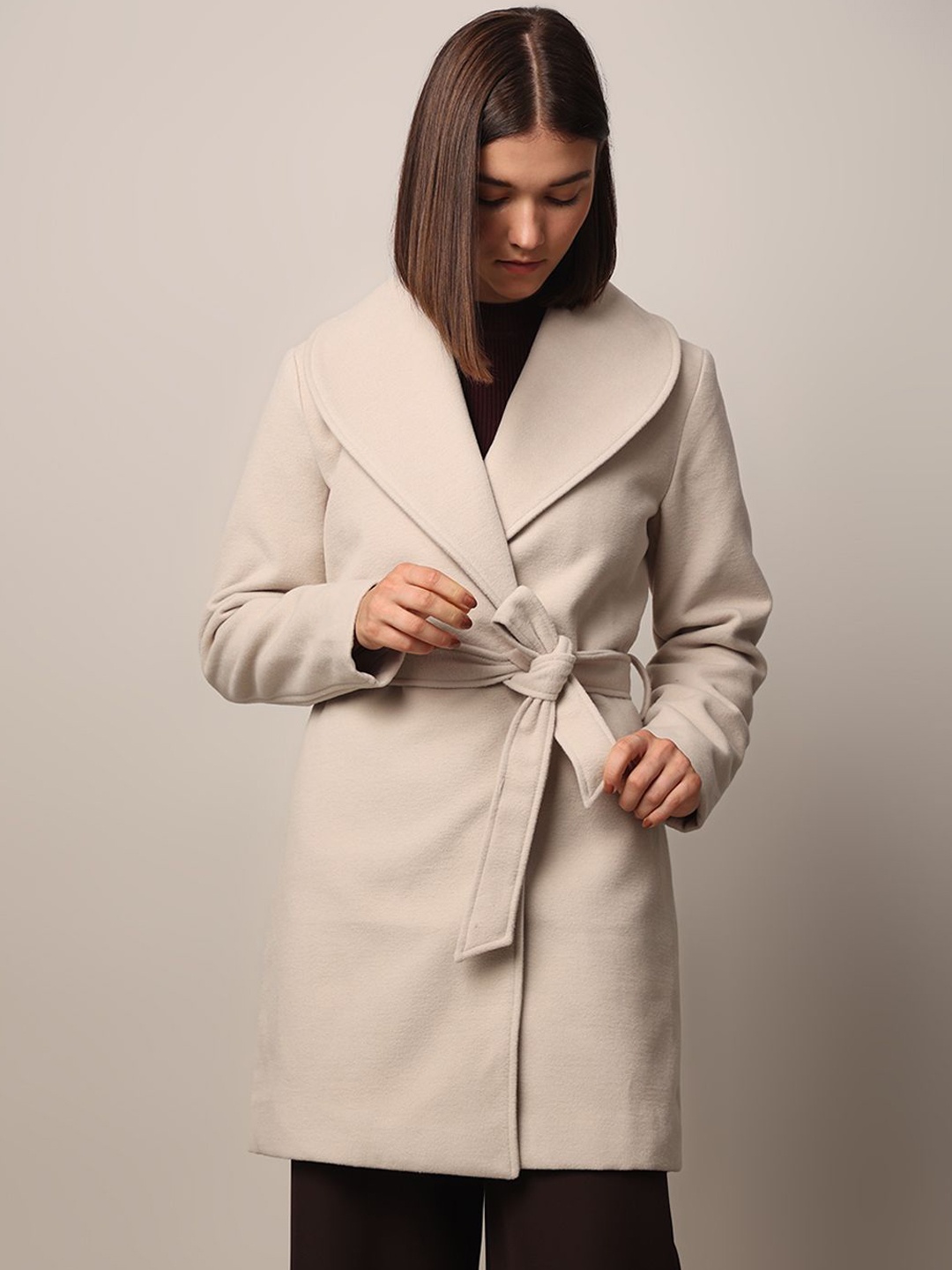 

ONLY Women Single-Breasted Overcoat, Beige