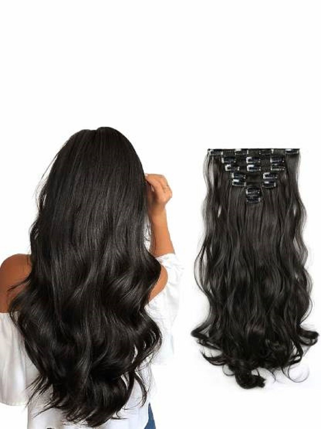 

ABRISH Clip-In Wavy Locks Hair Extension - 24 Inch - Black