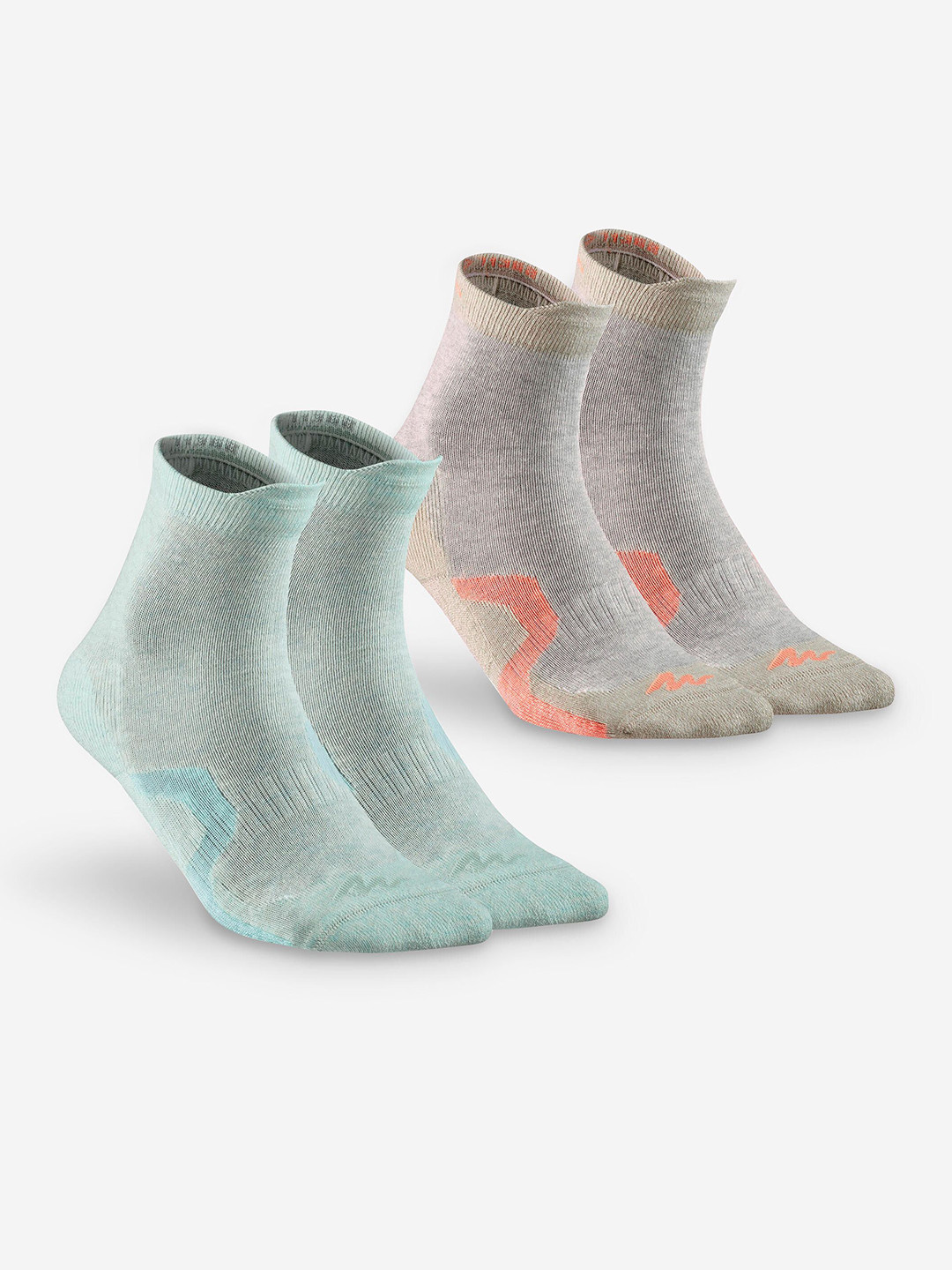 

Quechua By Decathlon Kids Printed High Ankle Cotton Hiking Socks, Beige