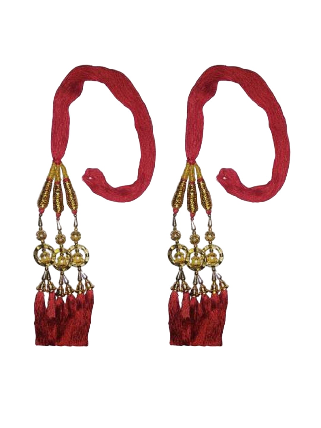 

HAVEREAM Set Of 2 Embellished Punjabi Parranda Tassel Accessories, Red