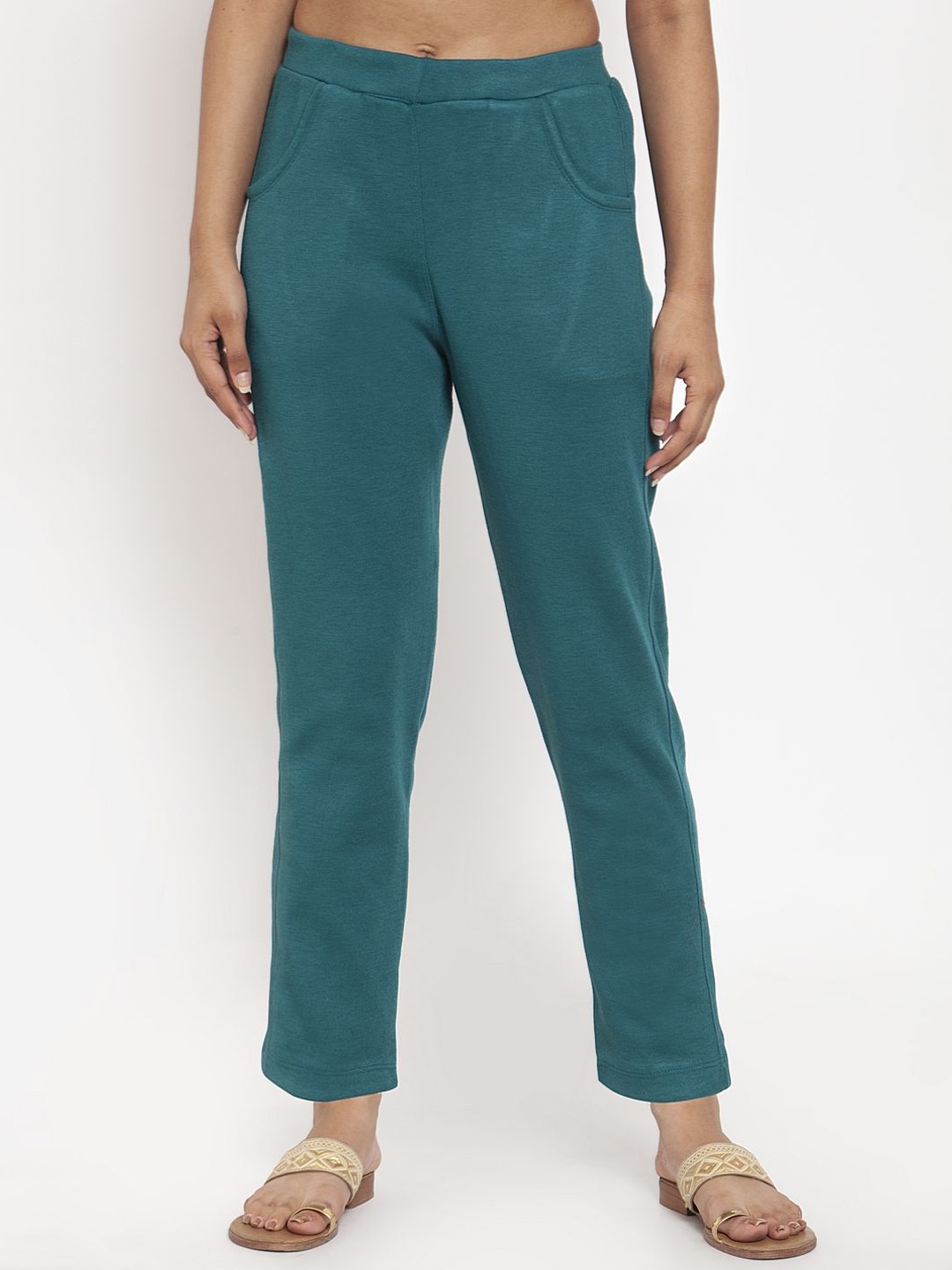 

TAG 7 Women Mid Rise Regular Fit Trousers, Turquoise blue