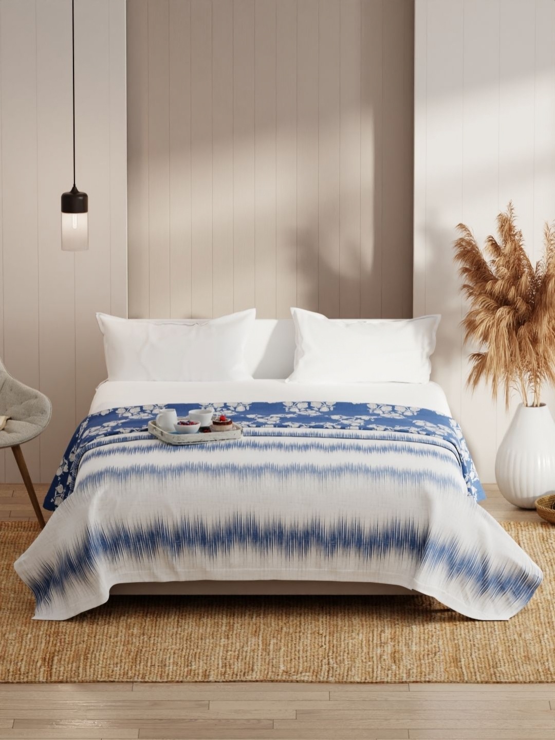 

KOPA Blue & Grey Abstract Printed Microfiber AC Room 150 GSM Double Bed Dohar