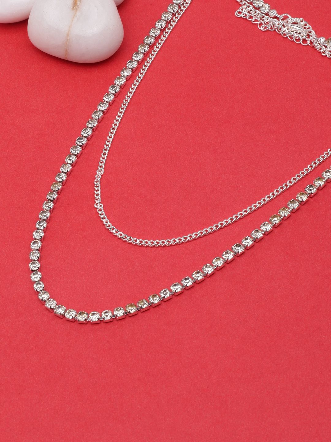 

KPOP Brass Silver-Plated Layered Necklace