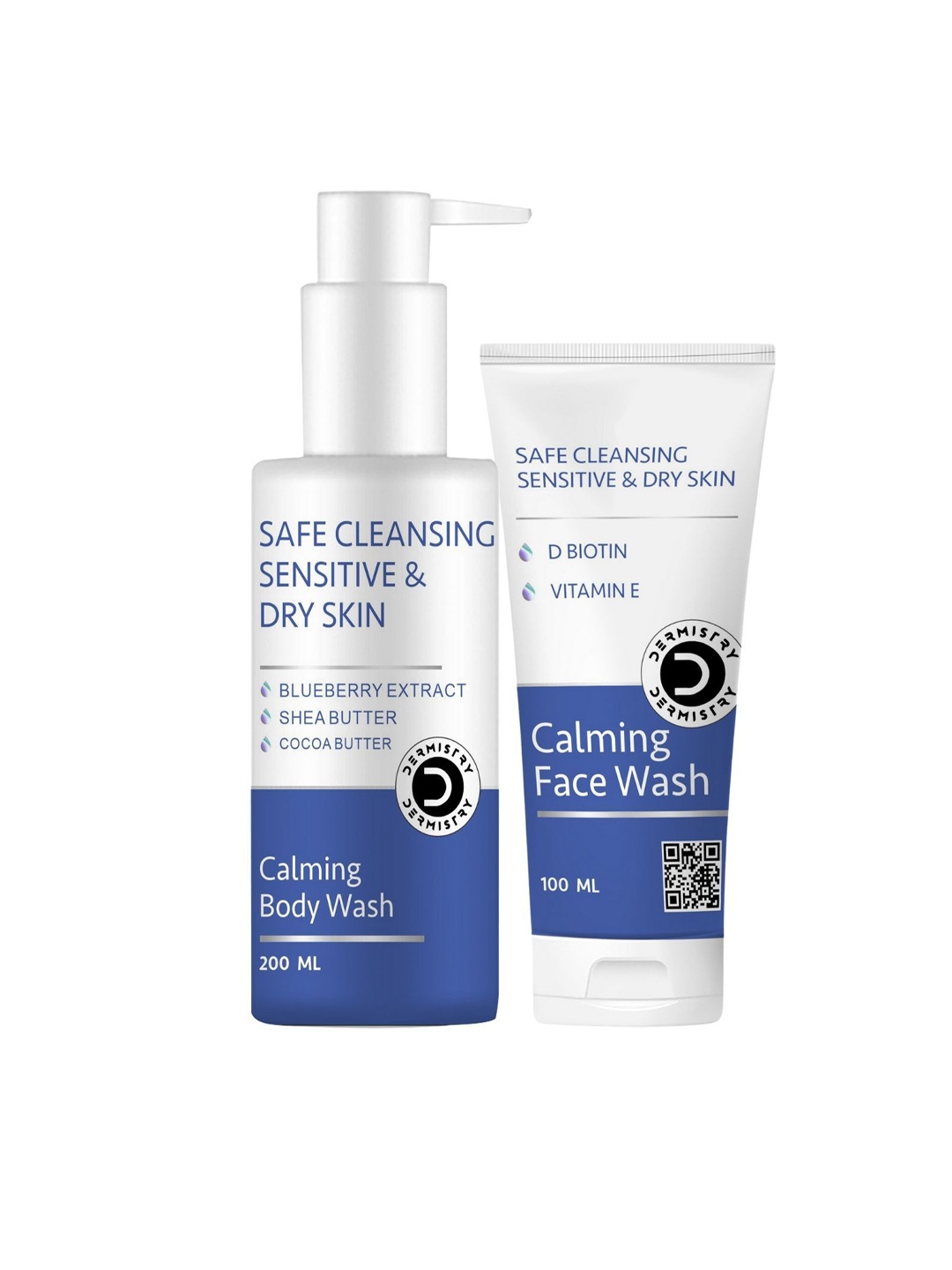 

DERMISTRY Set Of 2 Safe Cleansing Calming Body Wash- 200 ml With Calming Face Wash- 100 ml, White