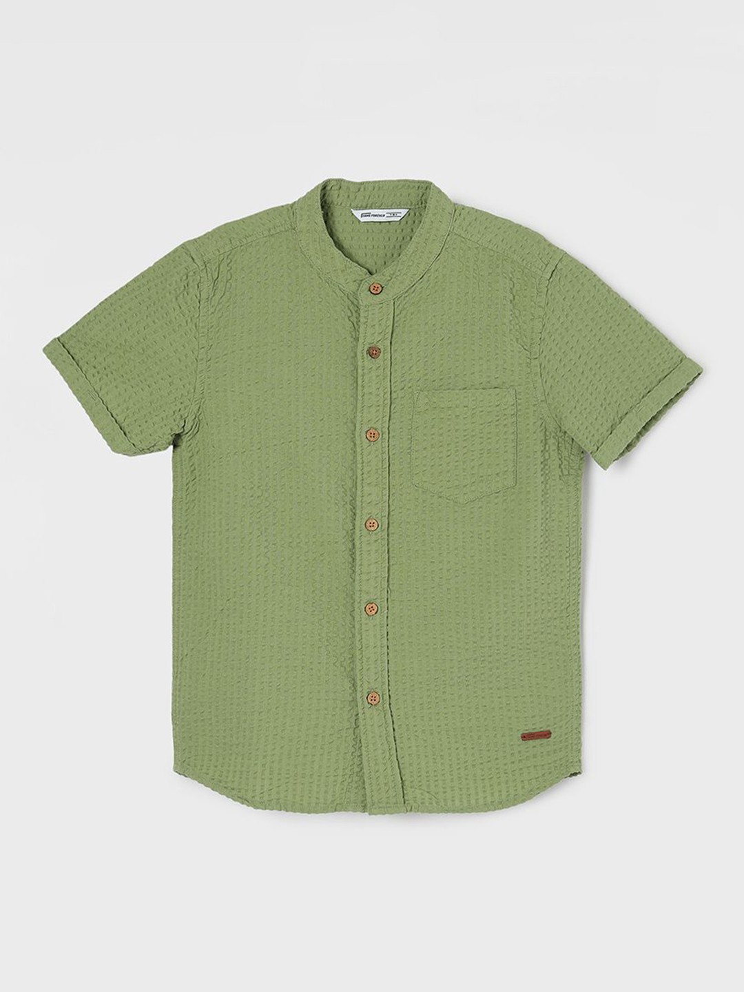 

Fame Forever by Lifestyle Boys Spread Collar Solid Cotton Casual Shirt, Olive