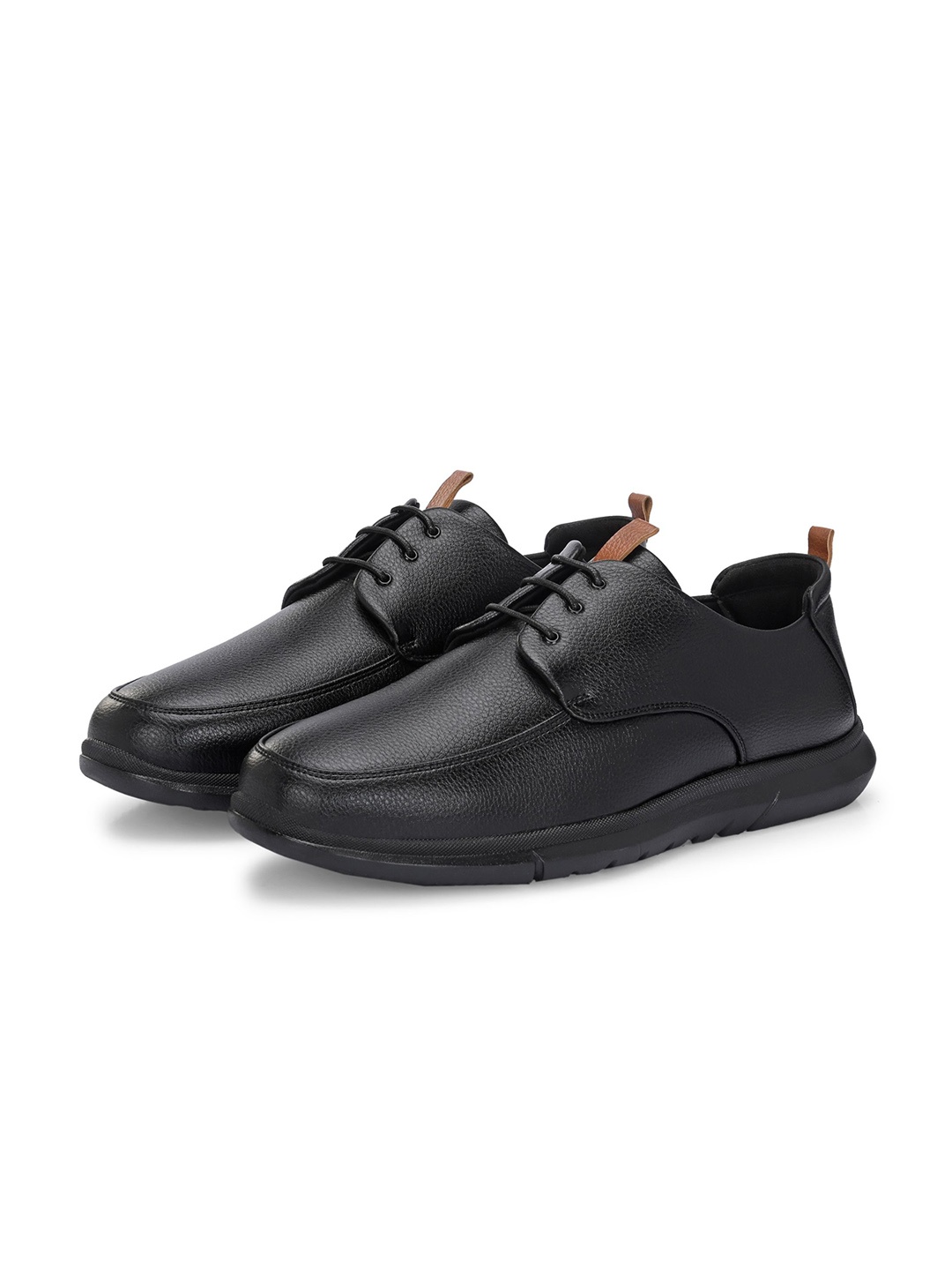 

LEGWORK Men Solid Leather Formal Derbys, Black