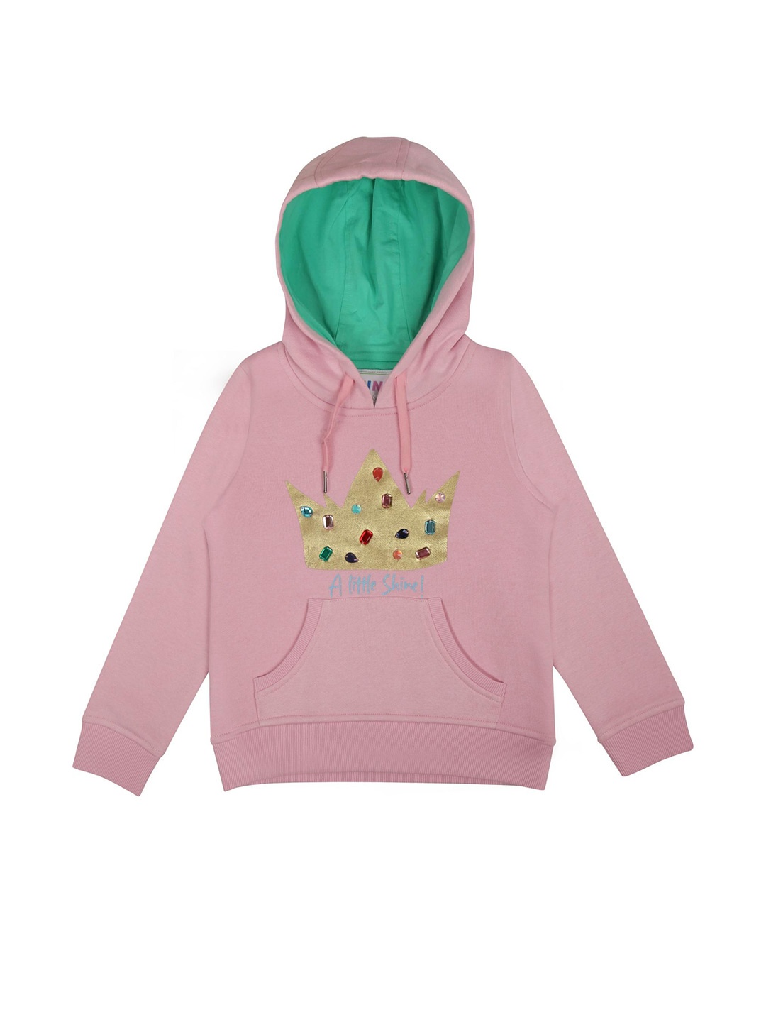 

Tiny Girl Girls Graphic Embellished Hood Cotton Pullover Sweatshirt, Pink