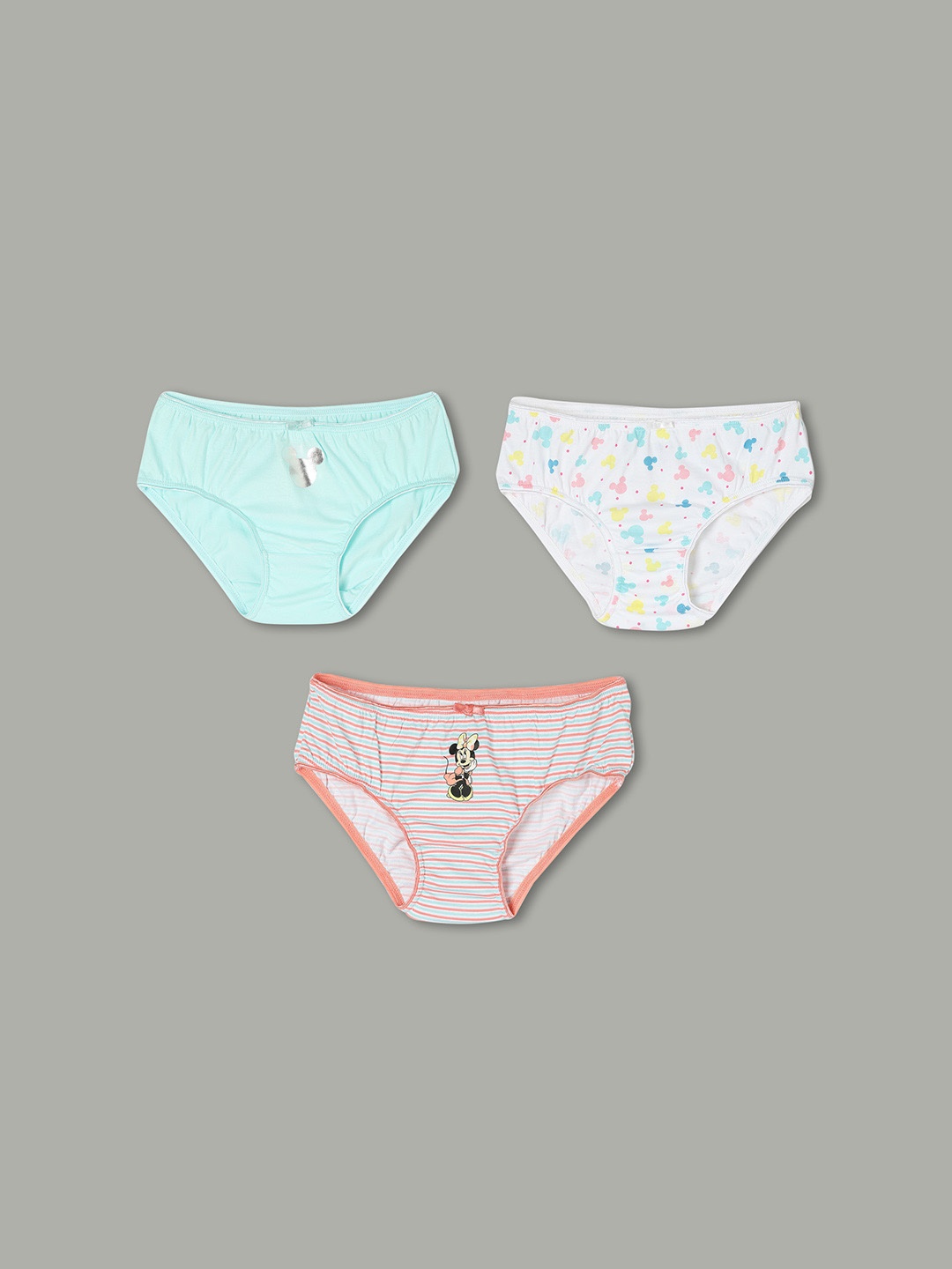 

Fame Forever by Lifestyle Girls Mid-Rise Printed Cotton Basic Briefs Pack Of 3, Blue
