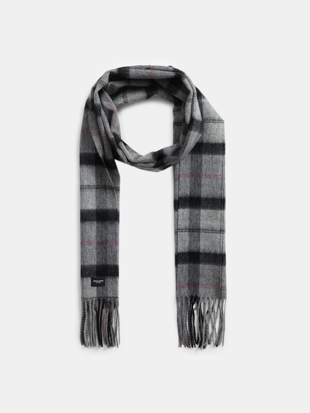 

Jack & Jones Men Checked Scarf, Grey