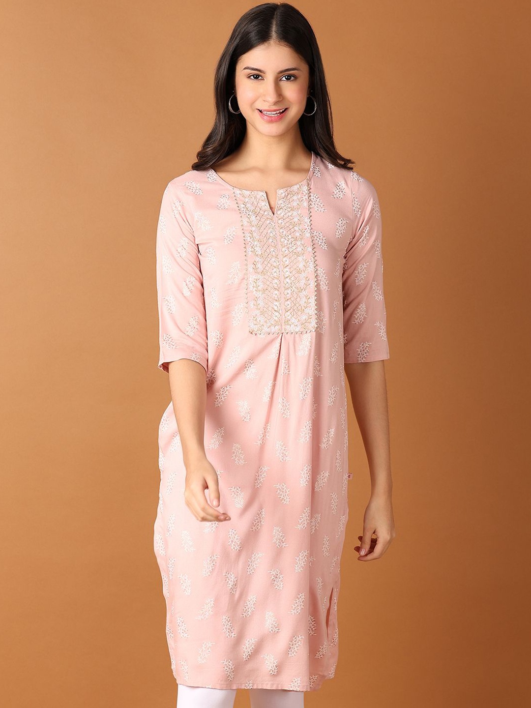 

V-Mart Women Floral Printed Kurta, Pink