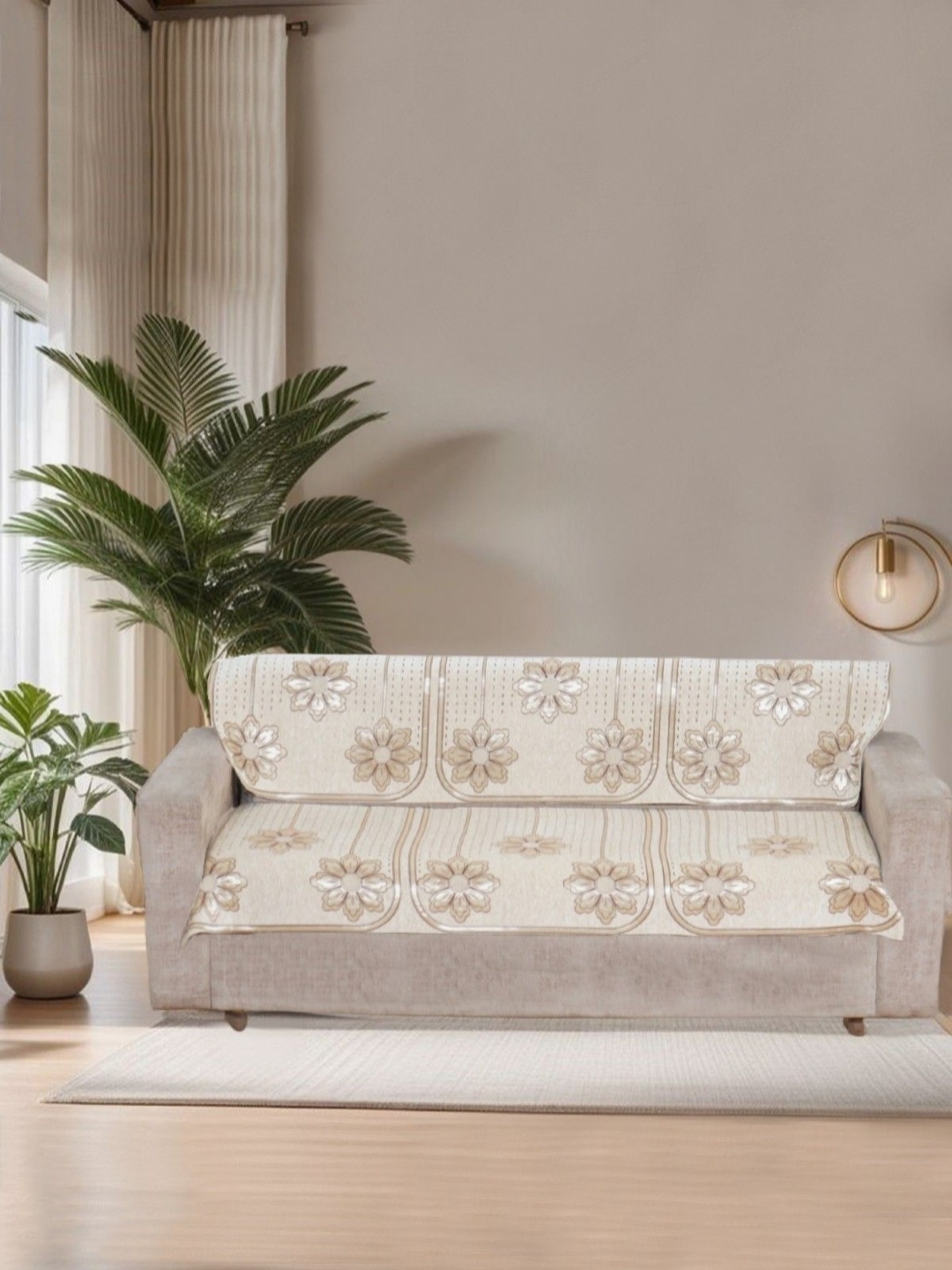 

MORADO Off White & Beige 6 Pieces Embroidered 3 Seater Sofa Covers