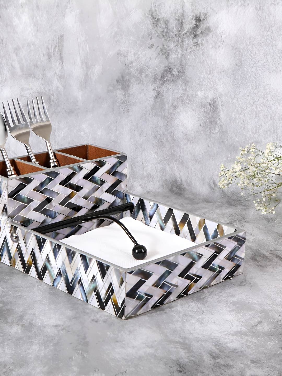

THE HOME CO. Black Wood Tissue Holders