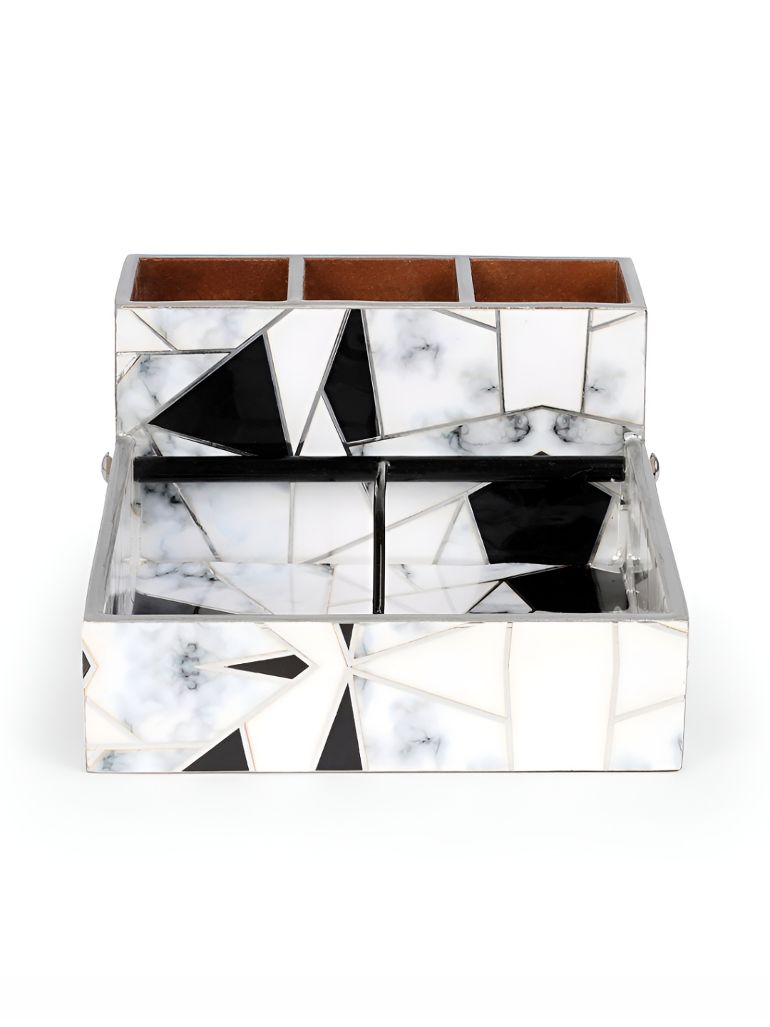 

THE HOME CO. White & Black Wood Tissue Holders