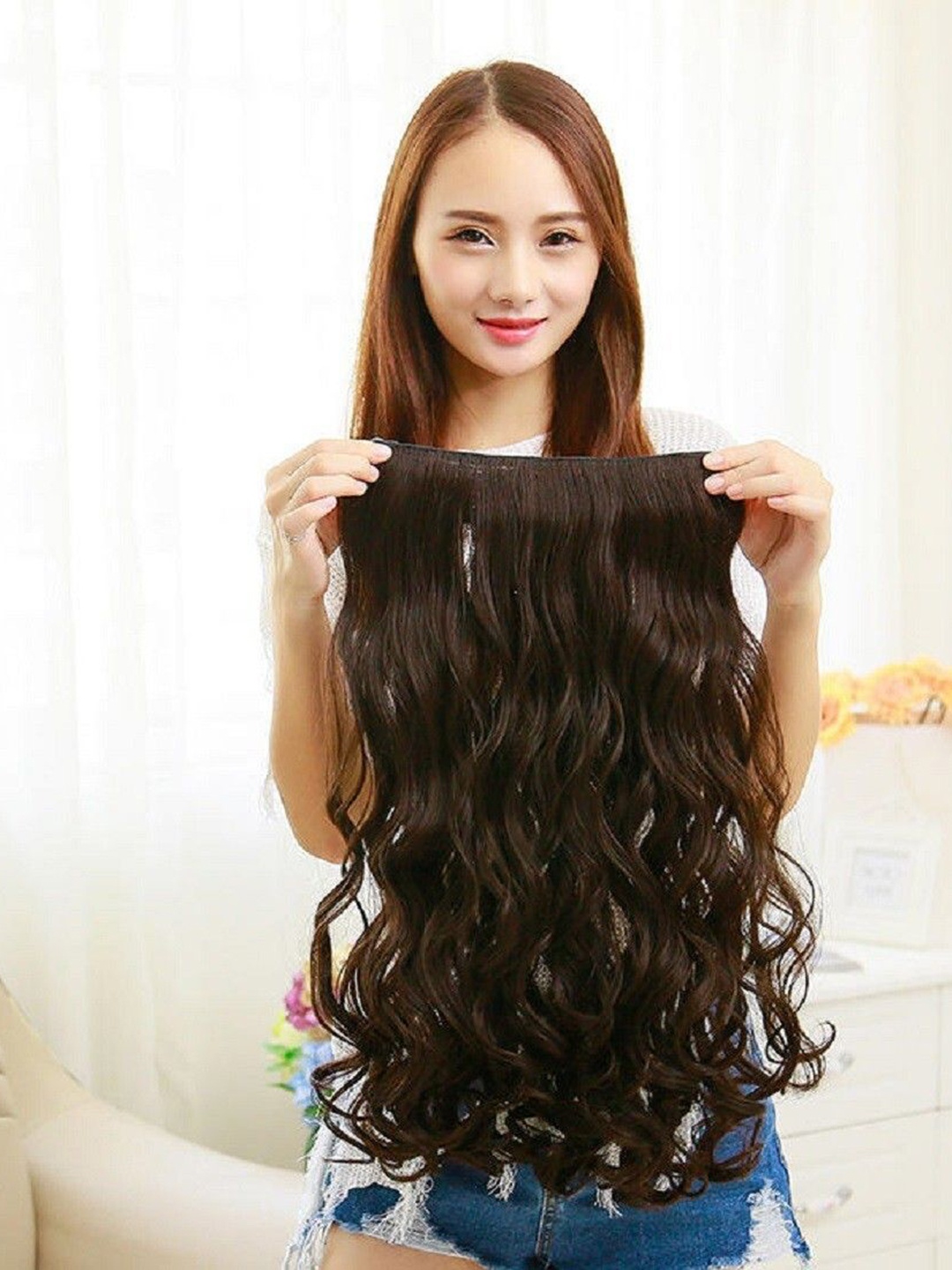 

HAVEREAM 5 Clip-In Ponytail Wavy Hair Extension - Brown - 24 inch