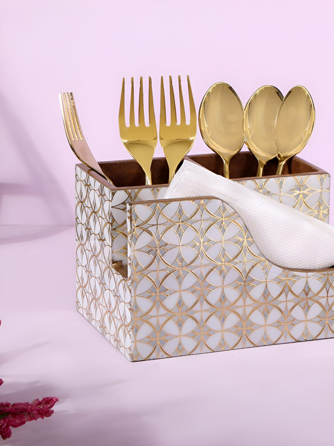 

THE HOME CO. Cream-Coloured Wood Tissue Holders