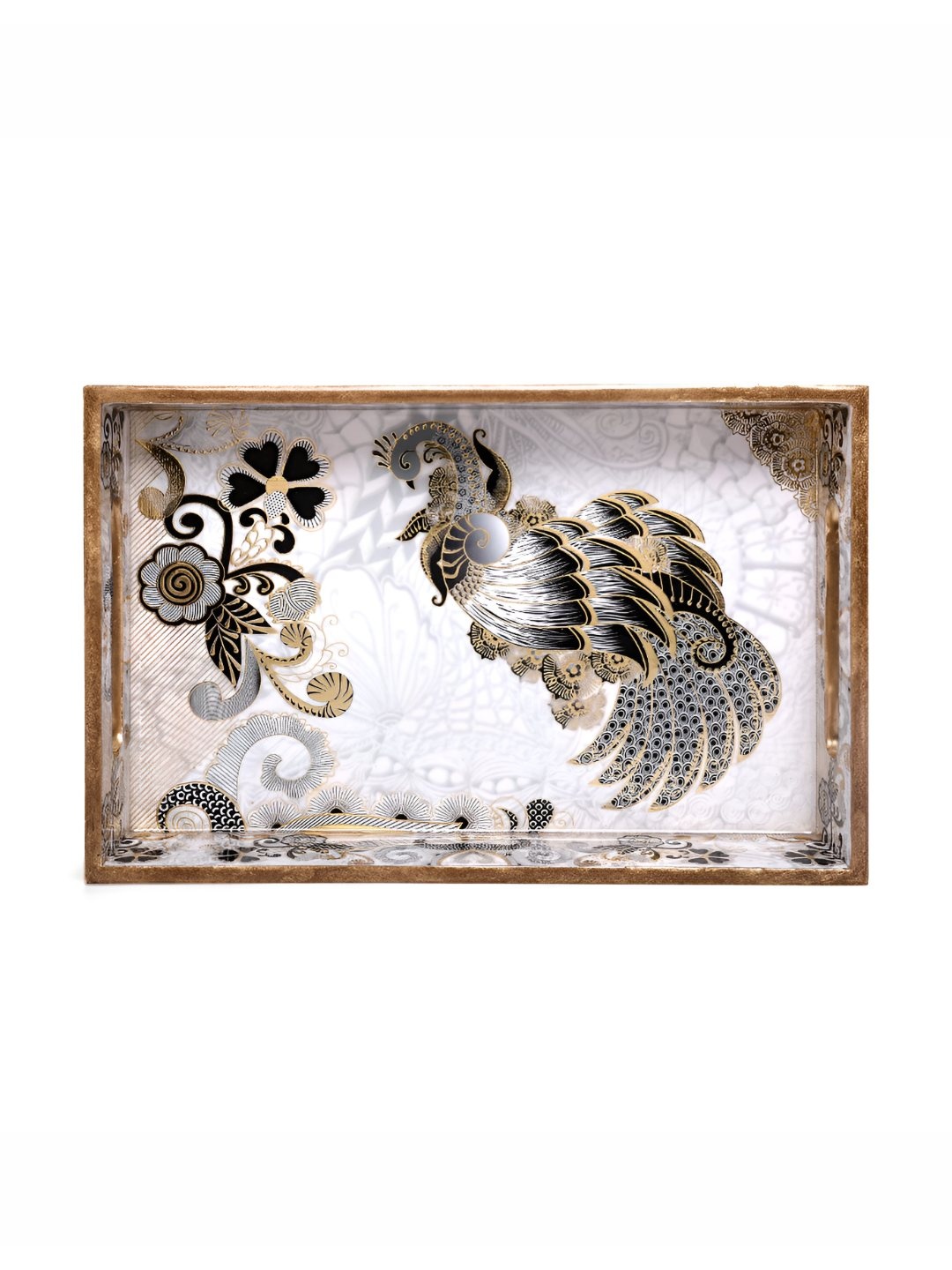 

THE HOME CO. White & Grey Glass Printed Serving Tray