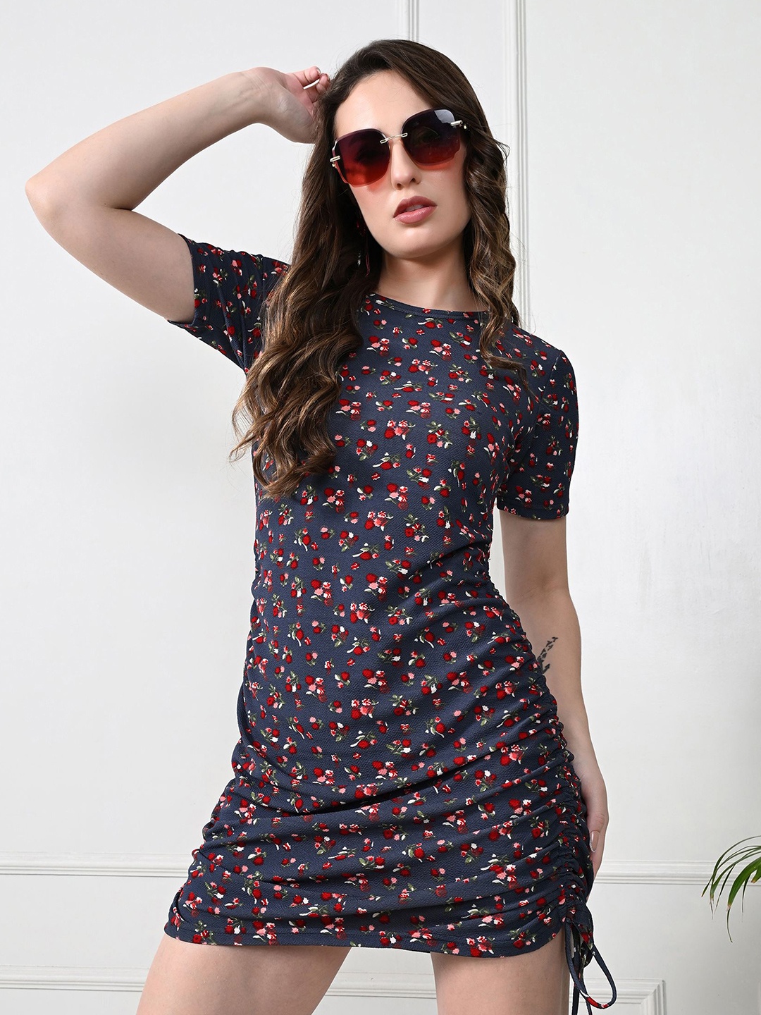

IUGA Women Floral Printed Bodycon Mini Dress, Grey