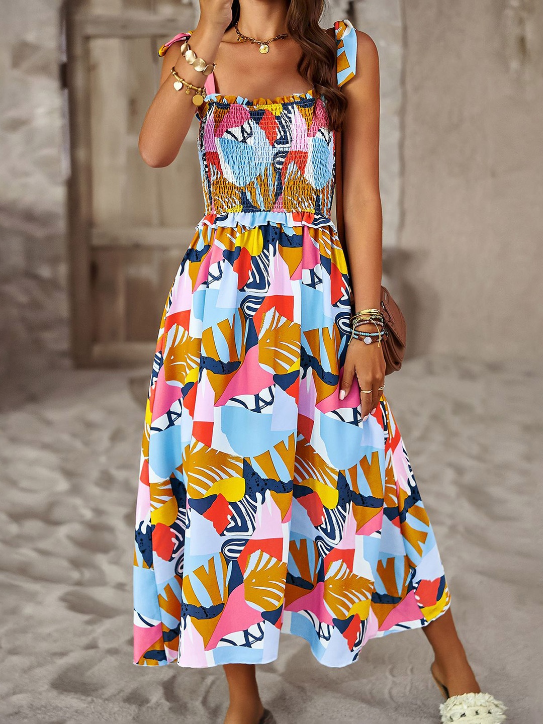 

StyleCast Women Tie and Dye Printed Fit & Flare Midi Dress, Multi