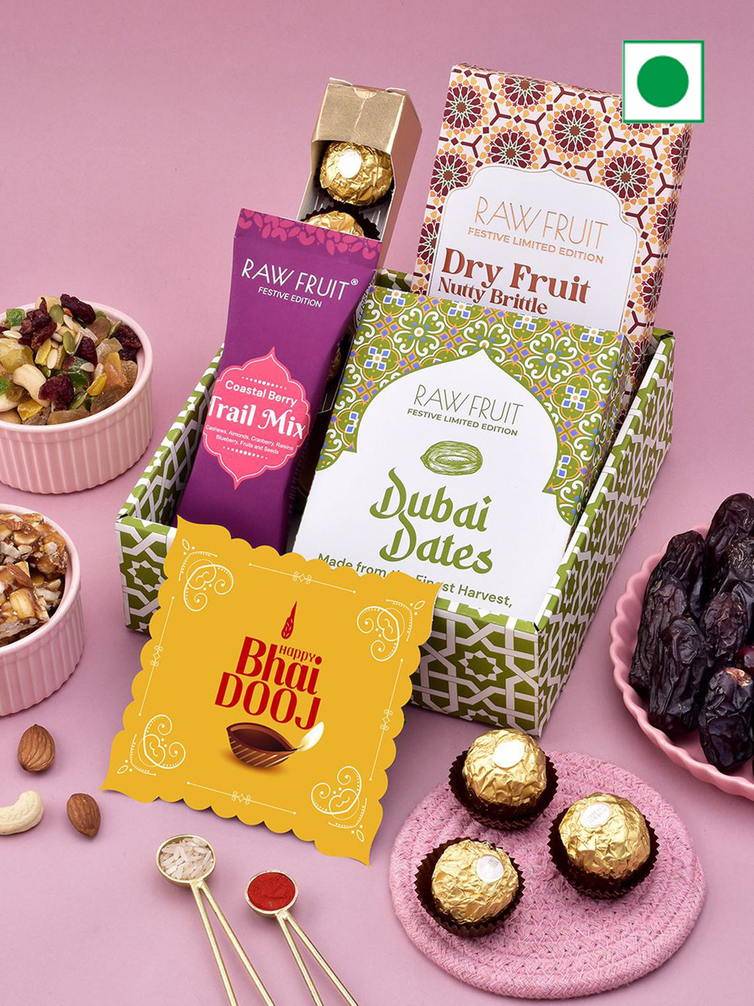 

RawFruit 6-Piece Bhai Dooj Gift Assorted Gifts, Green