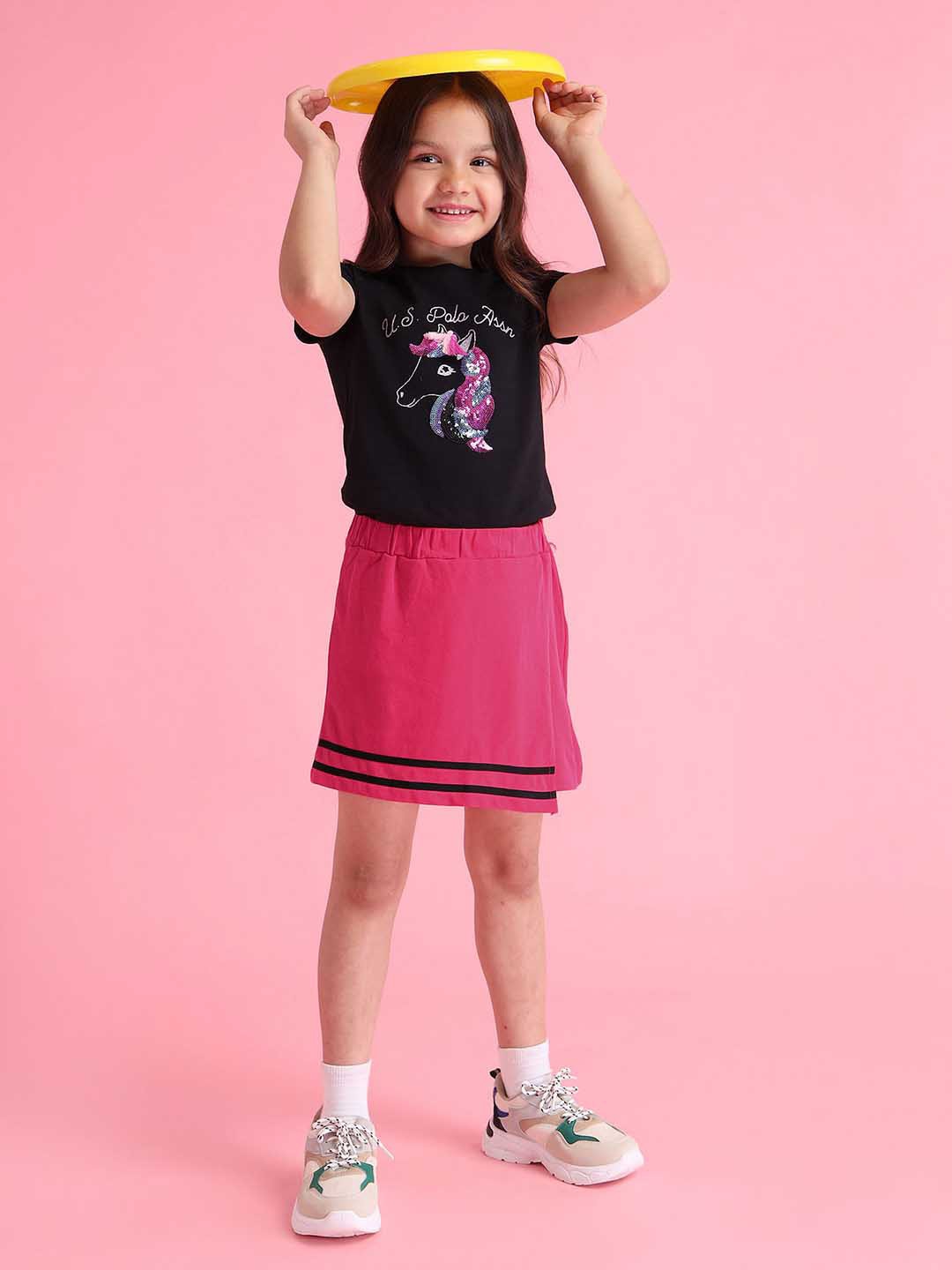

U.S. Polo Assn. Kids Girls Pure Cotton Knit Skorts, Pink