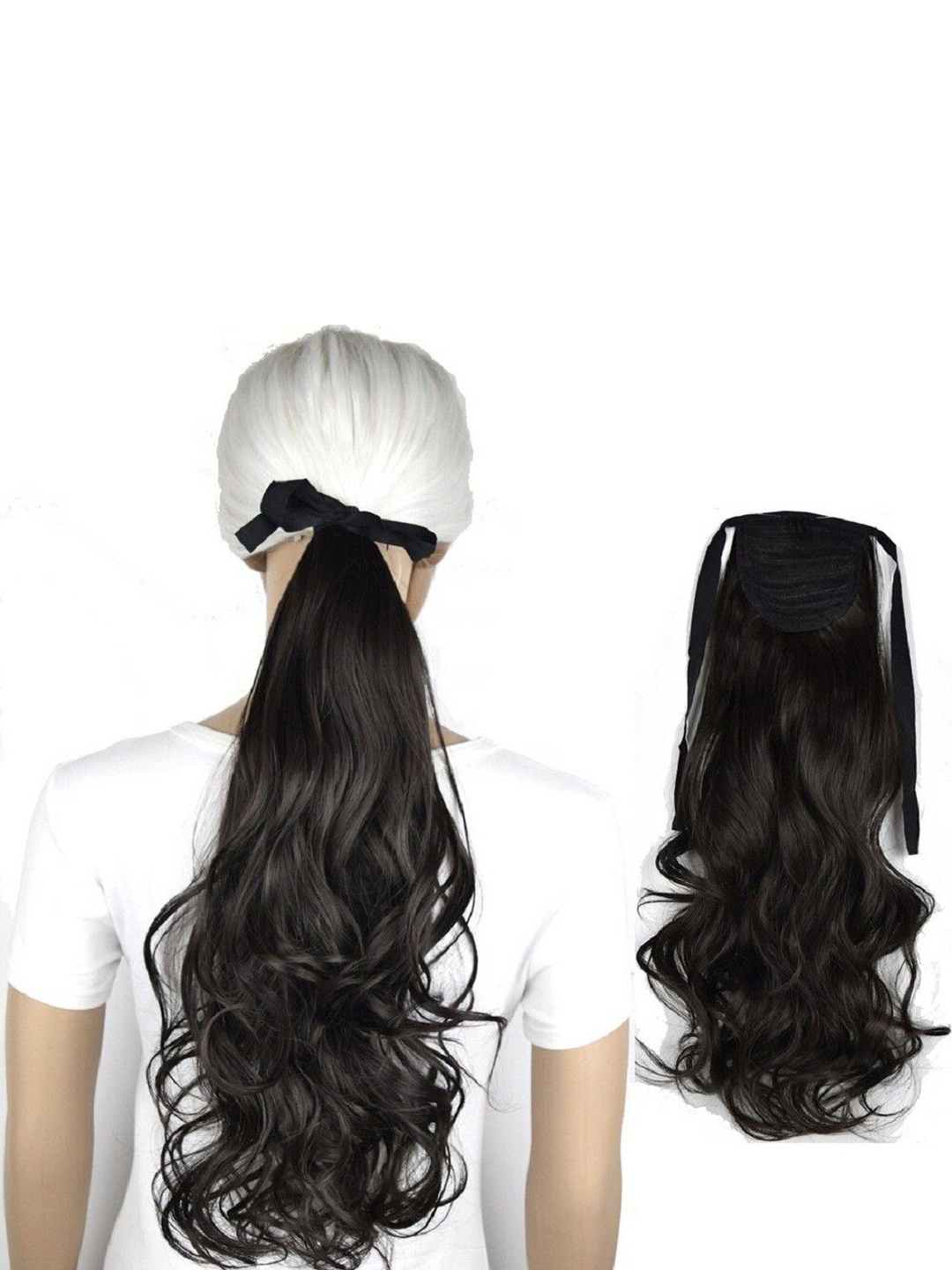 

HAVEREAM Tape In Ponytail Wavy Hair Extension - Black - 24 Inch