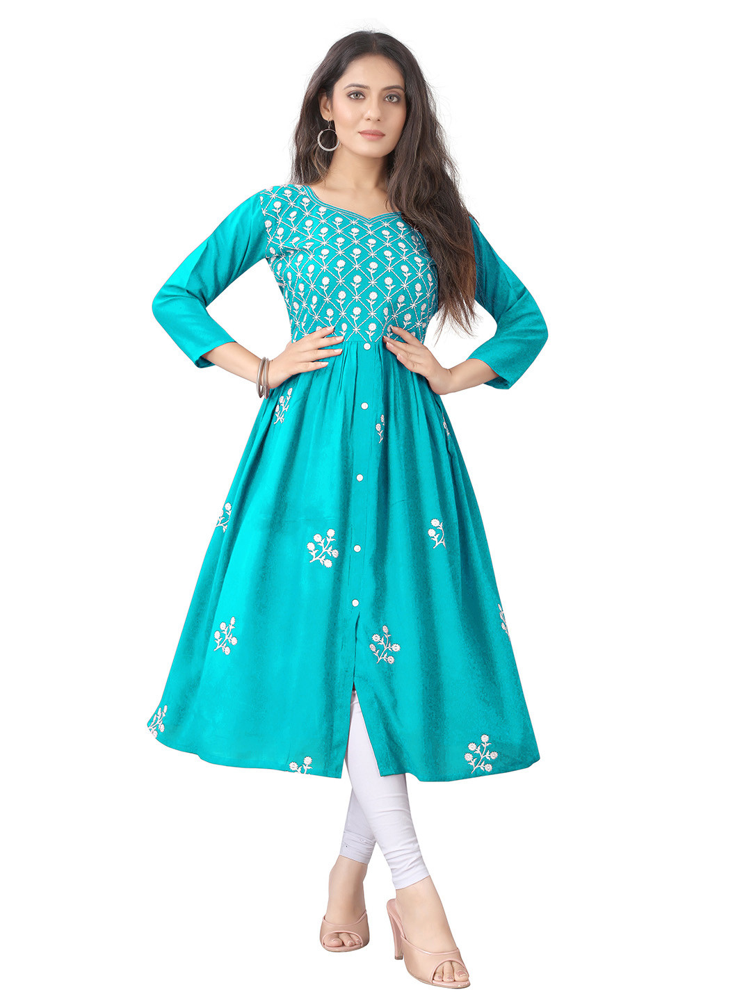 

FANTASY FAB Women Embroidered Thread Work Kurta, Grey