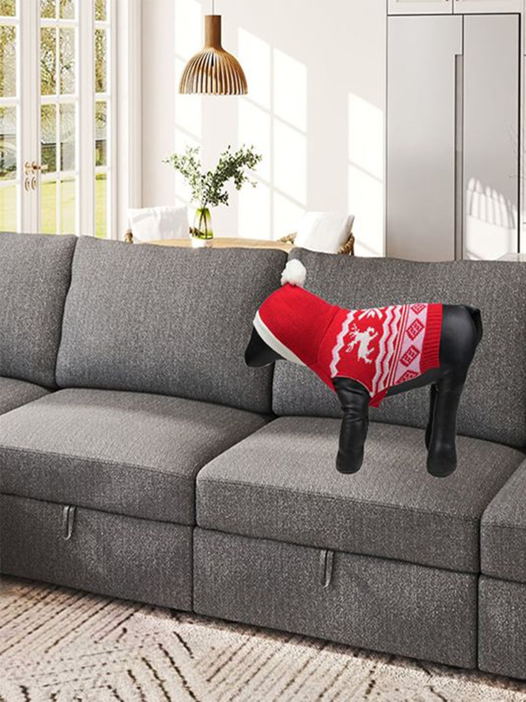 

Lulala Self Design Wool Dog Sweater, Red