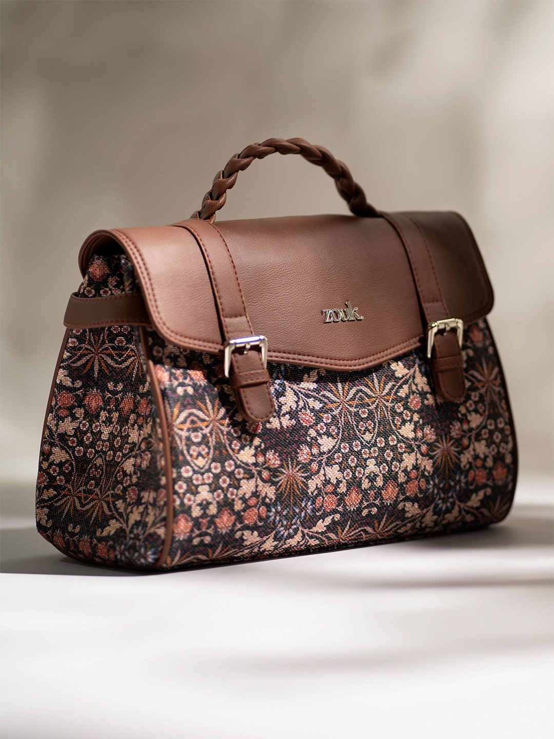 

ZOUK Women Floral Printed Satchel, Black