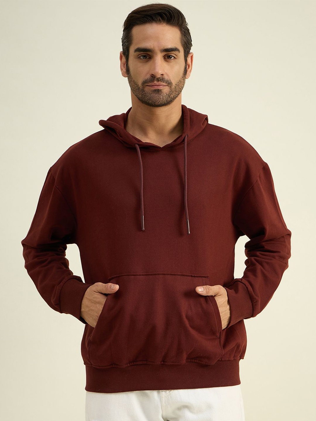 

COLOR CAPITAL Unisex Solid Hood Cotton Pullover Sweatshirt, Maroon