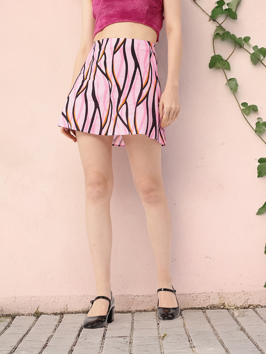 

DressBerry Edgy Elegance Straight Mini Skirt, Pink