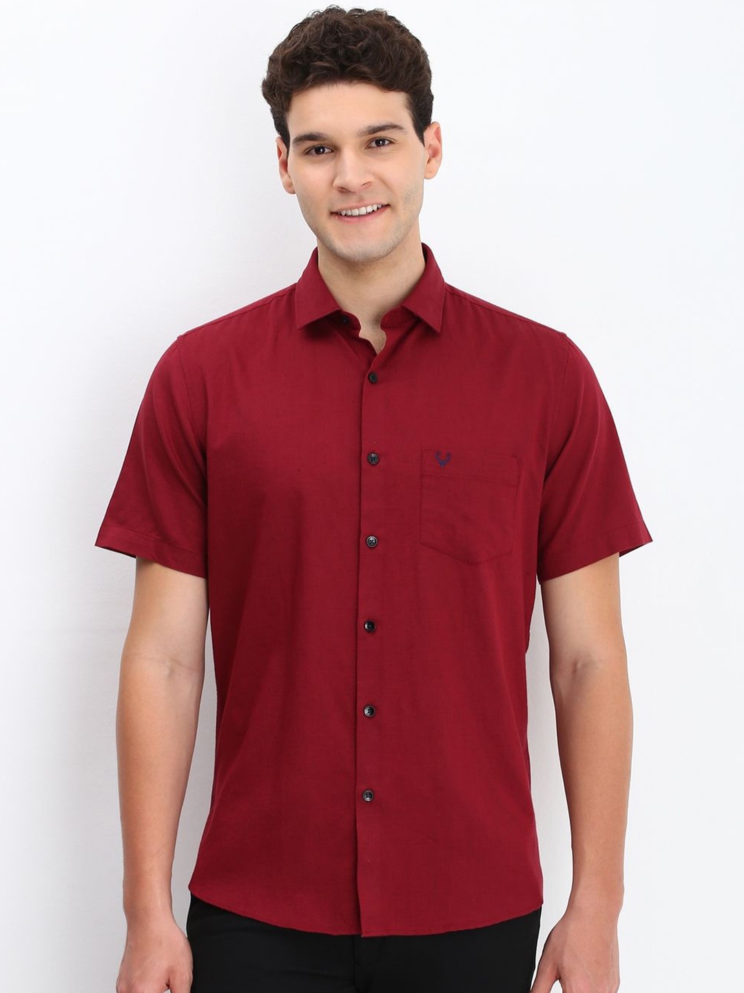 

Allen Solly Men Spread Collar Solid Cotton Slim Fit Casual Shirt, Maroon