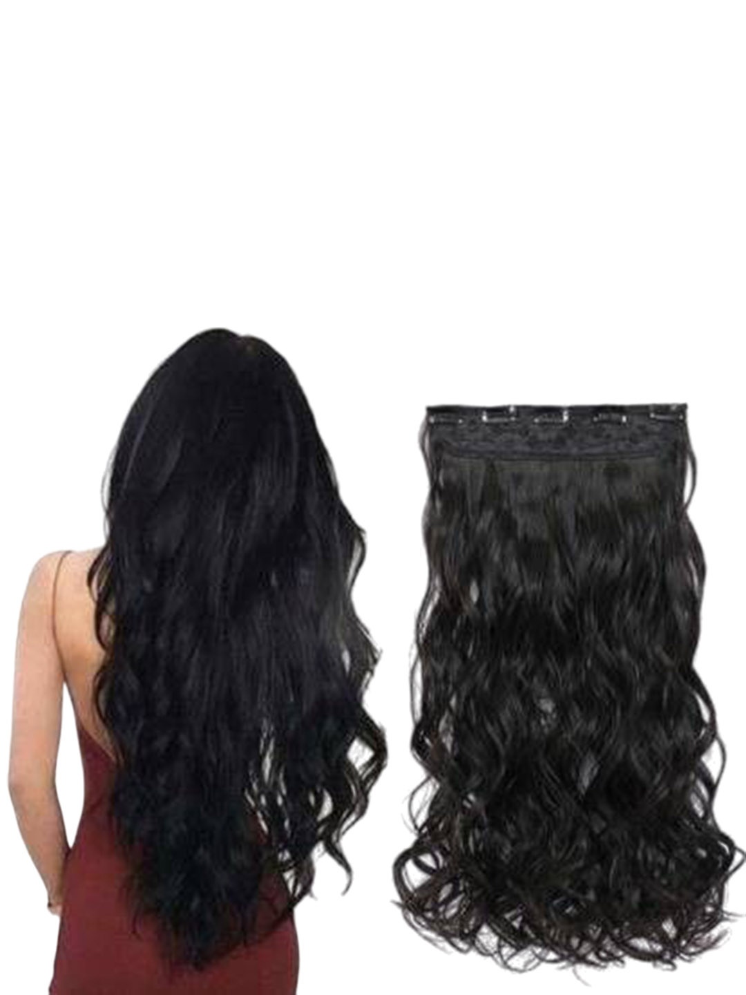 

ABRISH Wavy Ponytail Hair Extension - Black