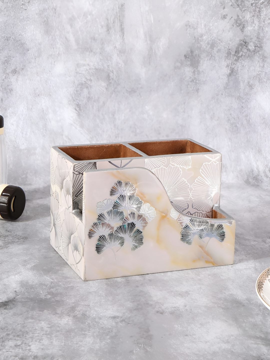 

THE HOME CO. Cream & Grey Wood Tissue Holders