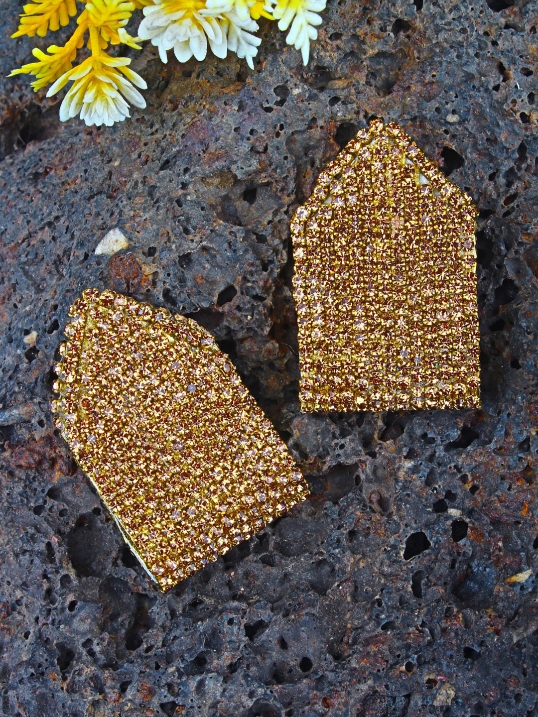 

KPOP Gold-Plated Contemporary Rhinestone Studded Earrings