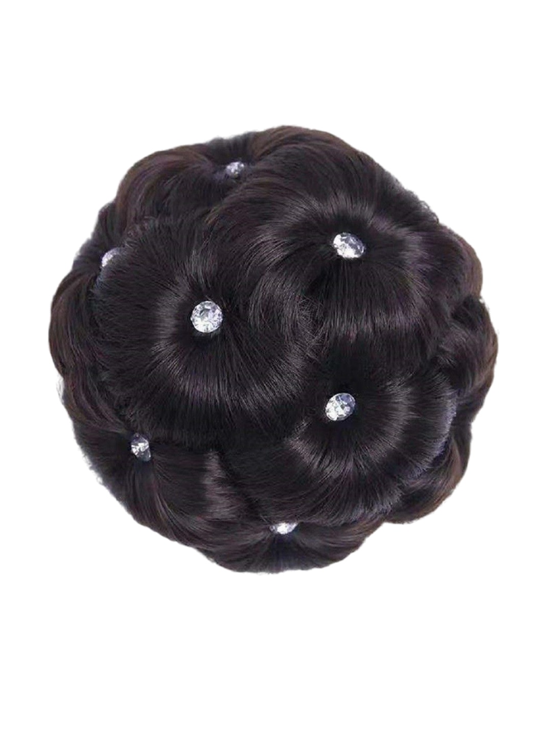 

ABRISH Halo Waterproof Stones Studded Wavy Bun Hair Extension - 10 Inch - Brown