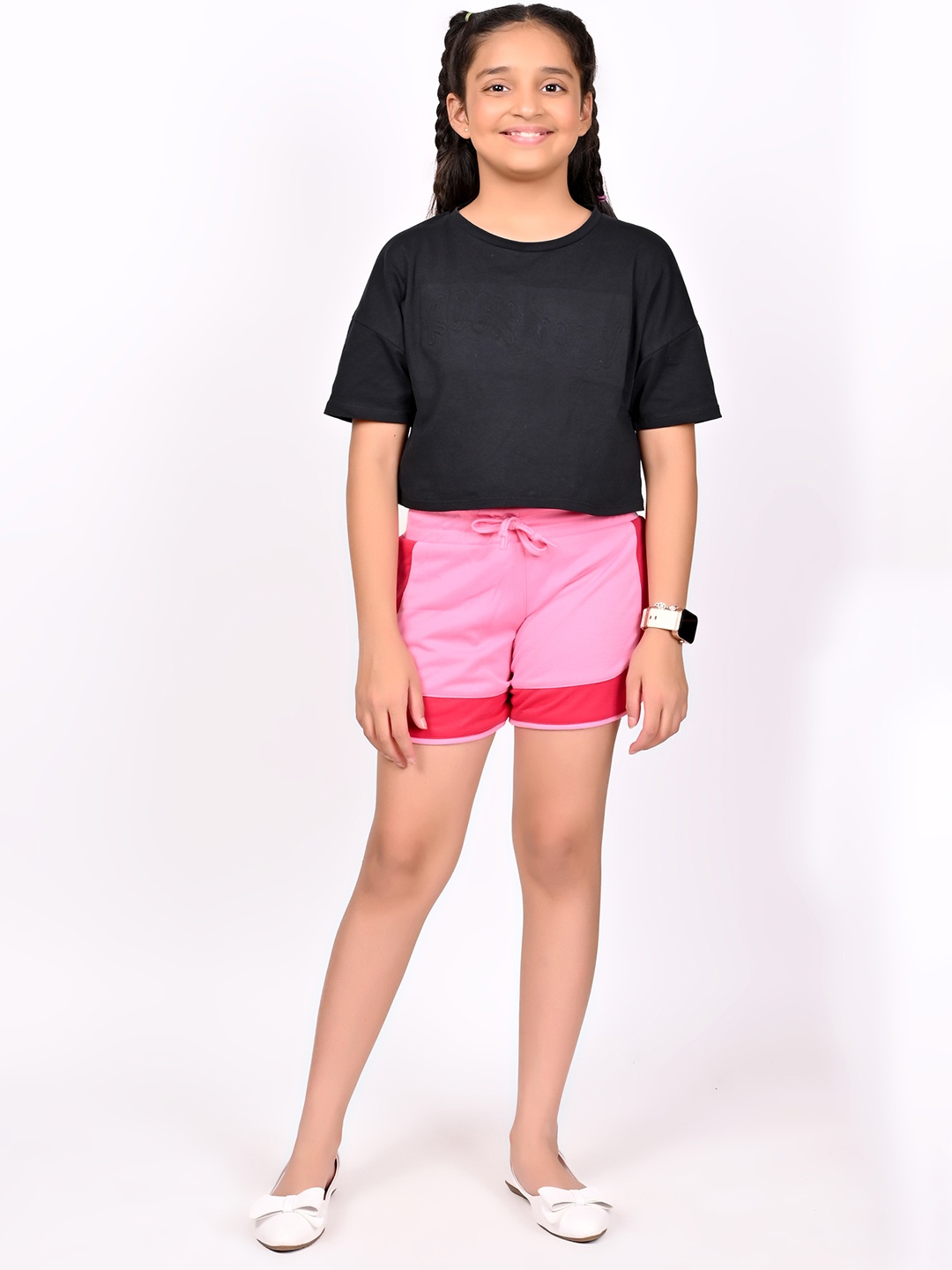 

BAESD Girls Mid-Rise Regular Fit Cotton Shorts, Pink
