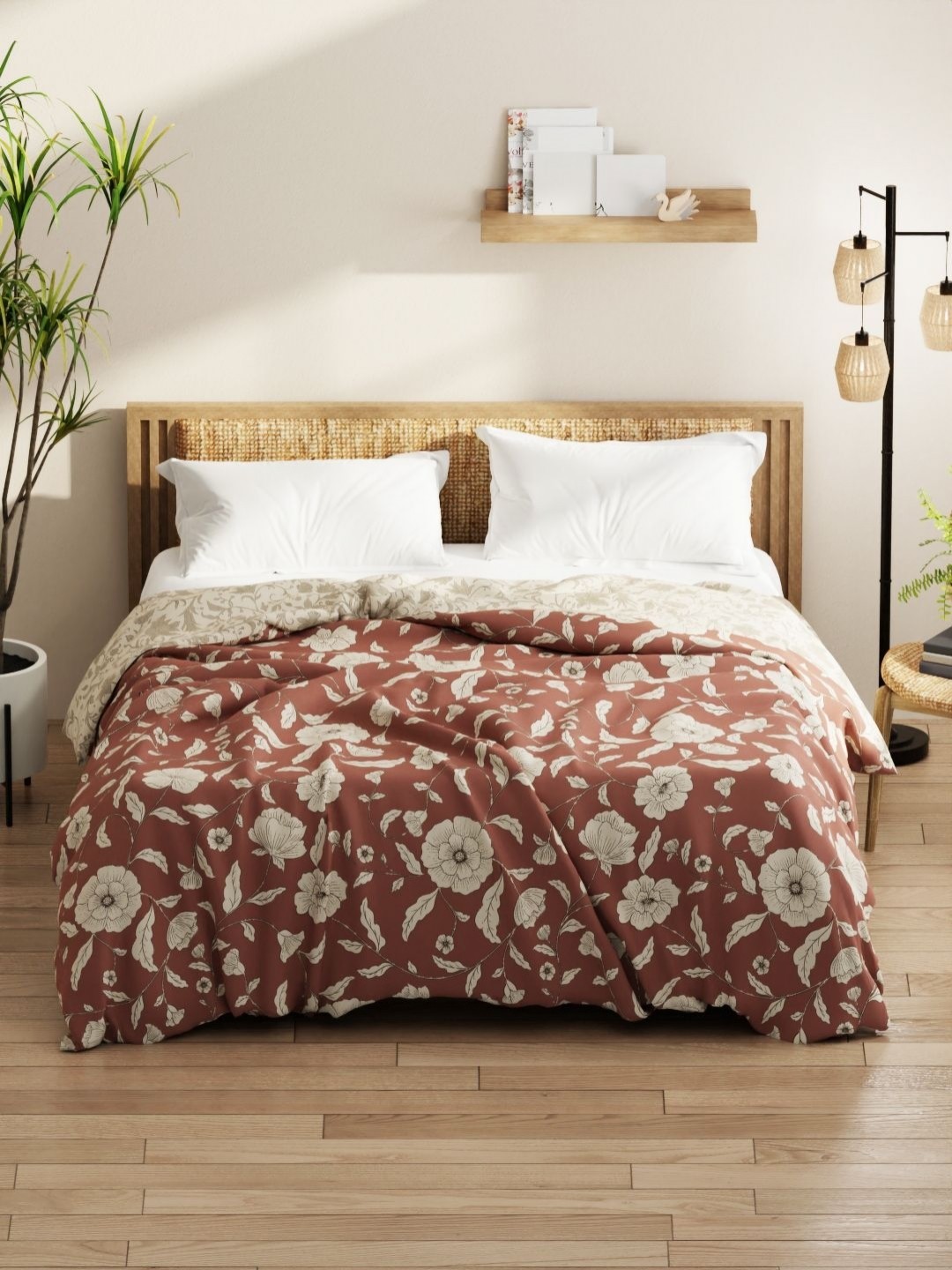 

KOPA Rose & White Floral Printed Microfiber AC Room 120 GSM Double Bed Comforter
