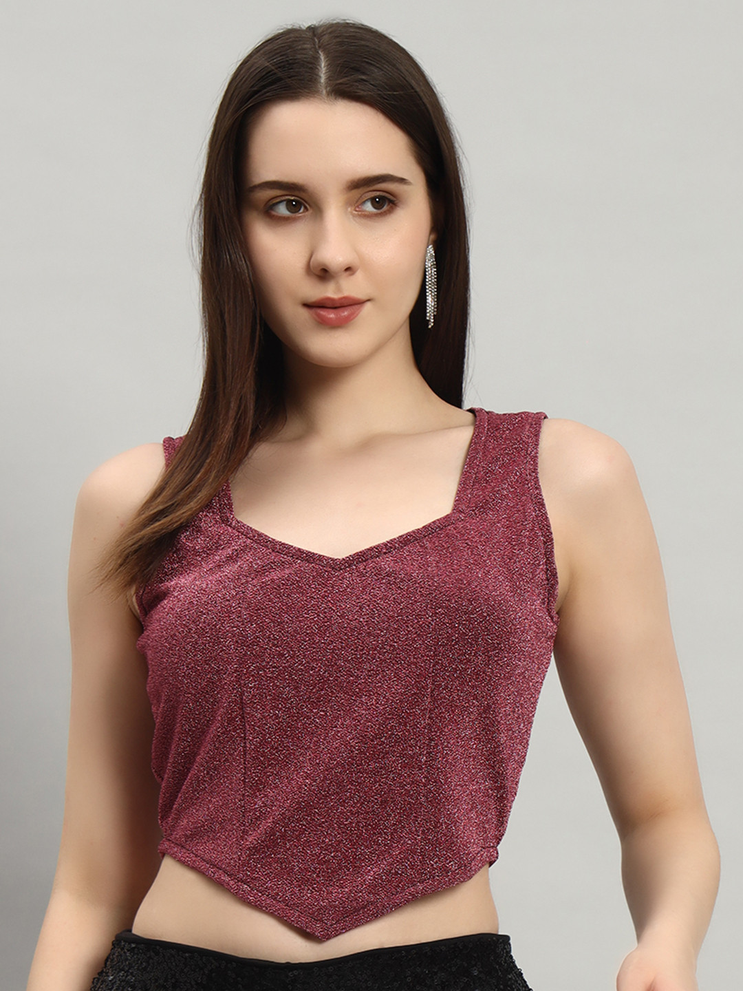 

VAARARO Sleeveless Party Crop Top, Purple
