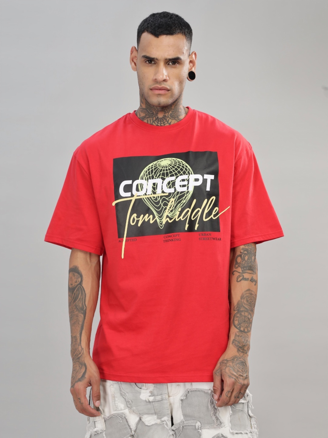 

TOMHIDDLE Men Printed Applique T-shirt, Red