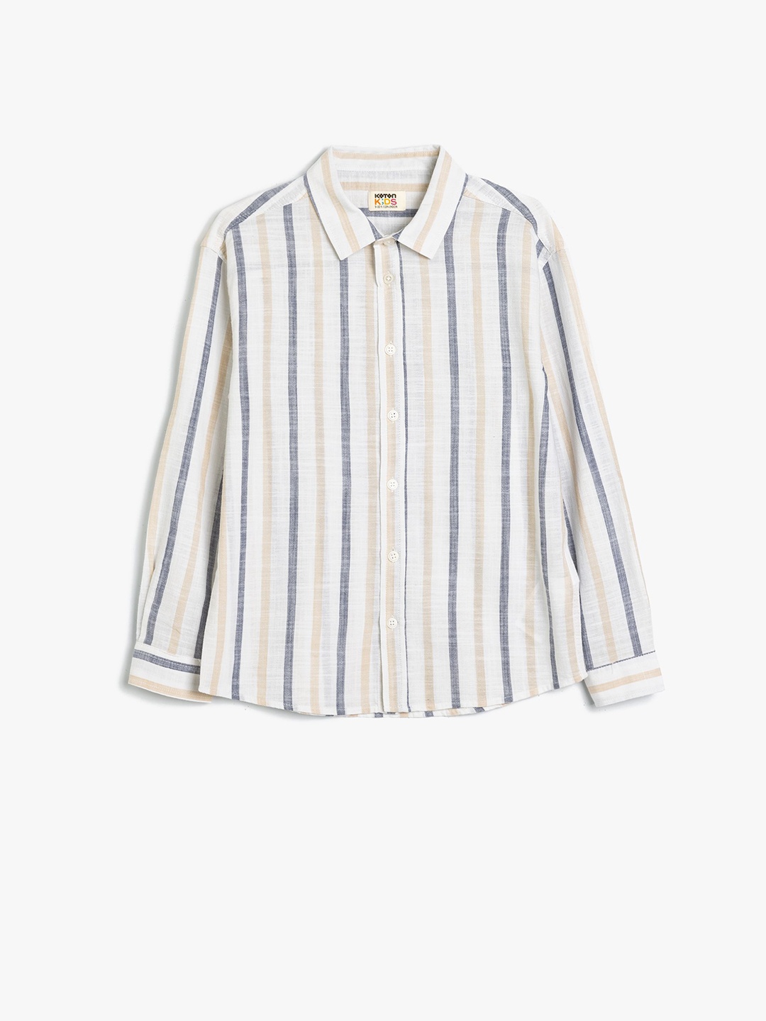 

Koton Boys Spread Collar Vertical Striped Cotton Casual Shirt, White