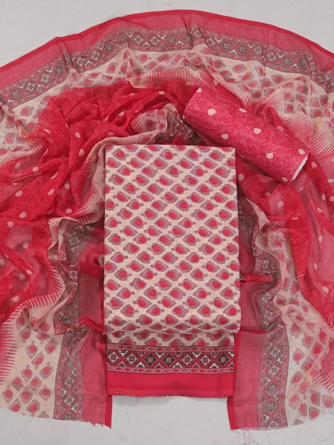 

ASISA Women Ethnic Motifs Printed Unstitched Dress Material, Red