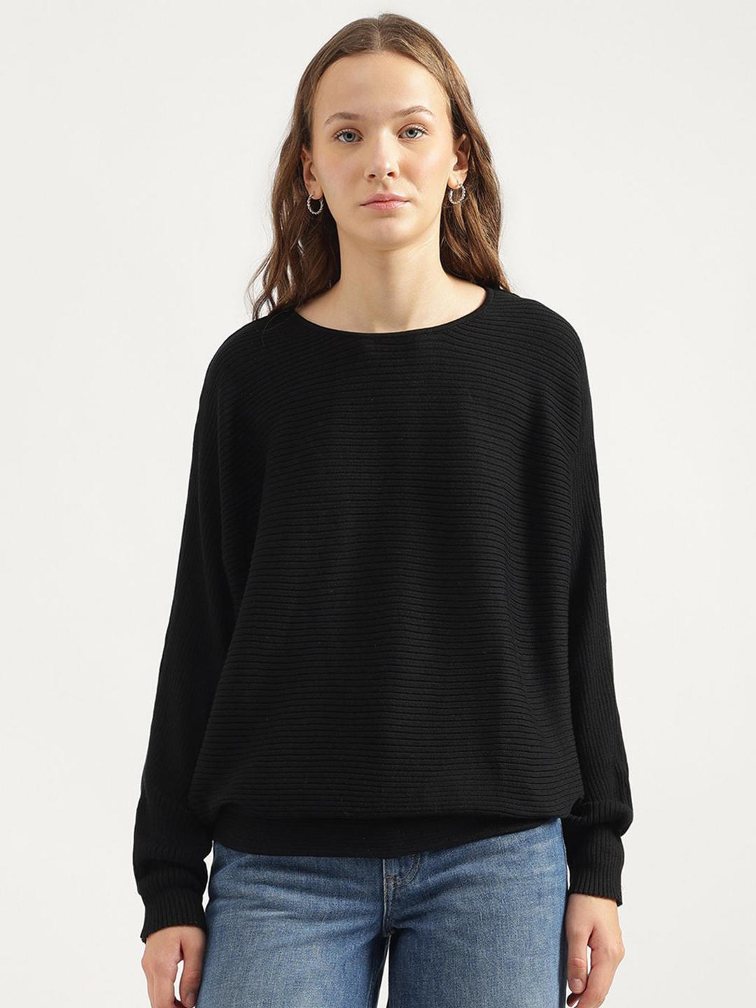 

United Colors of Benetton Women Pure Cotton Pullover, Black