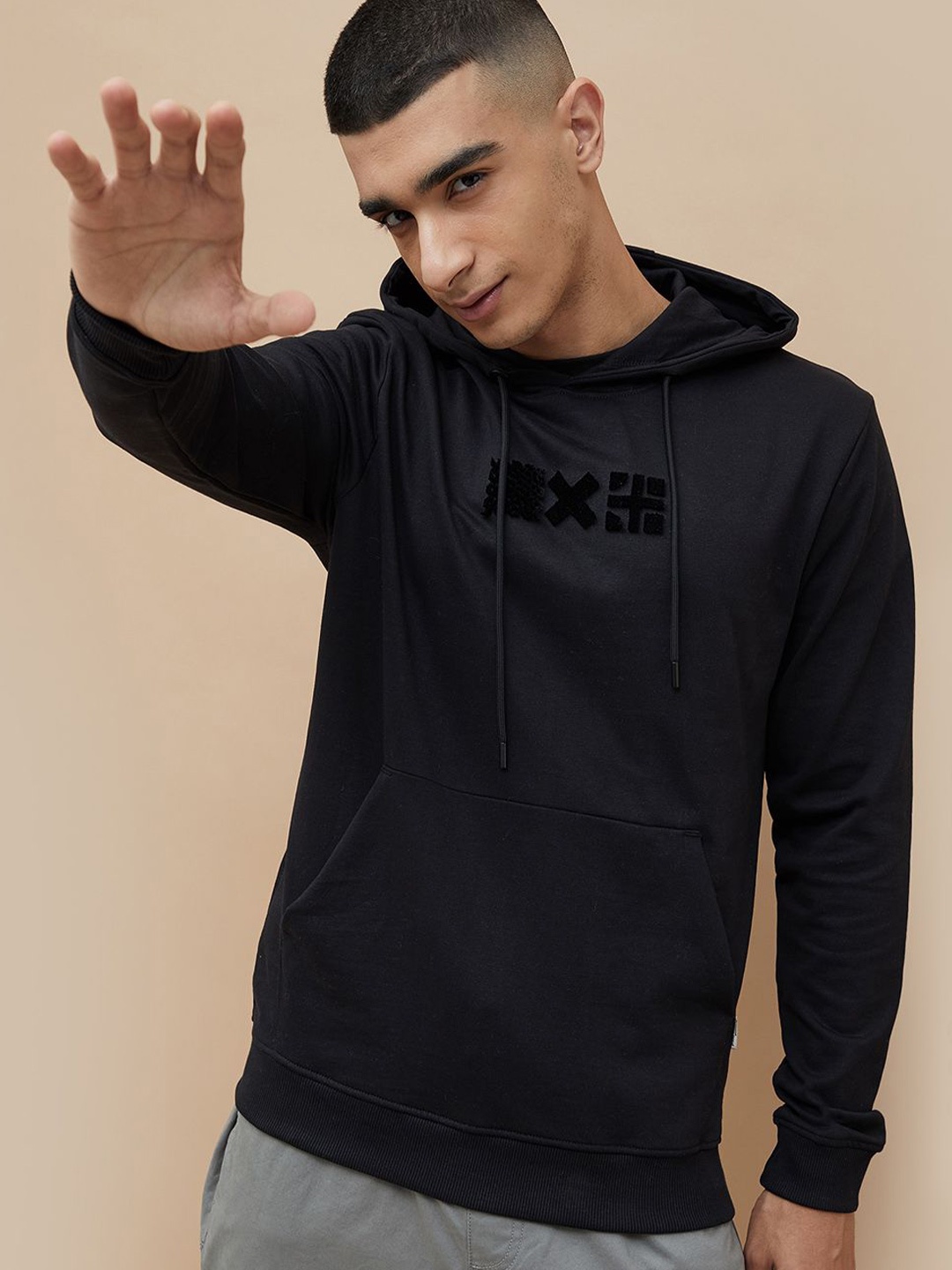 

Fame Forever by Lifestyle Men Solid Hood Cotton Pullover Sweatshirt, Black